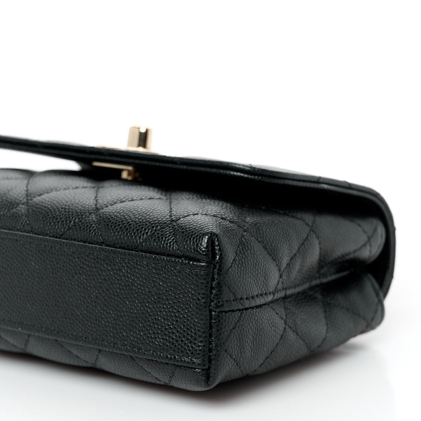 Iridescent Caviar Quilted Extra Mini Coco Handle Flap Black