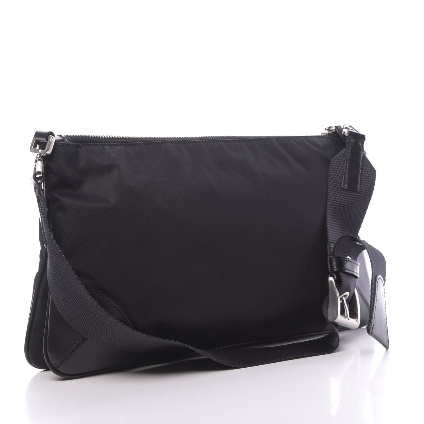 Tessuto Light Nylon Soft Calf Shoulder Bag Black