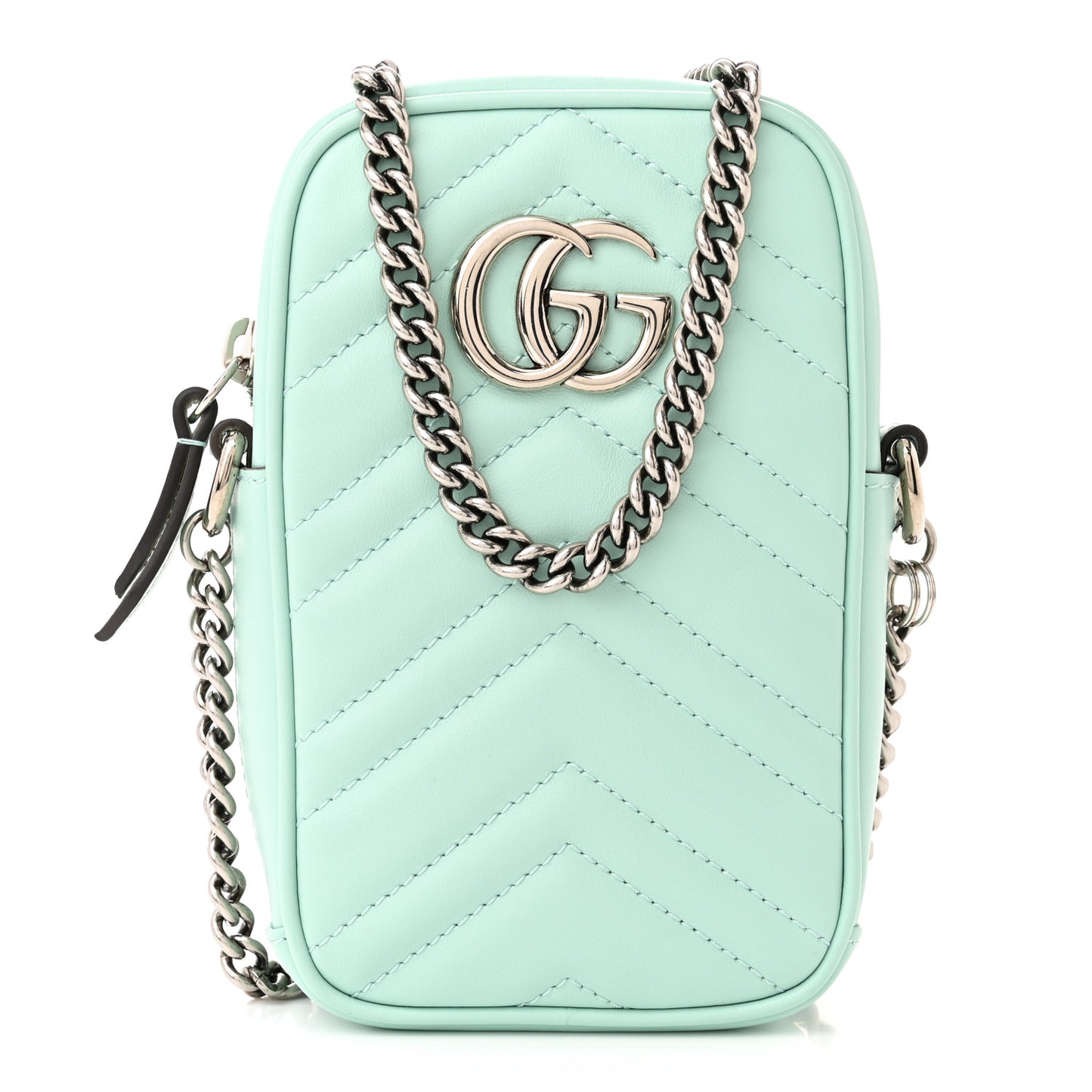 Calfskin Matelasse Mini GG Marmont Crossbody Bag Water Green