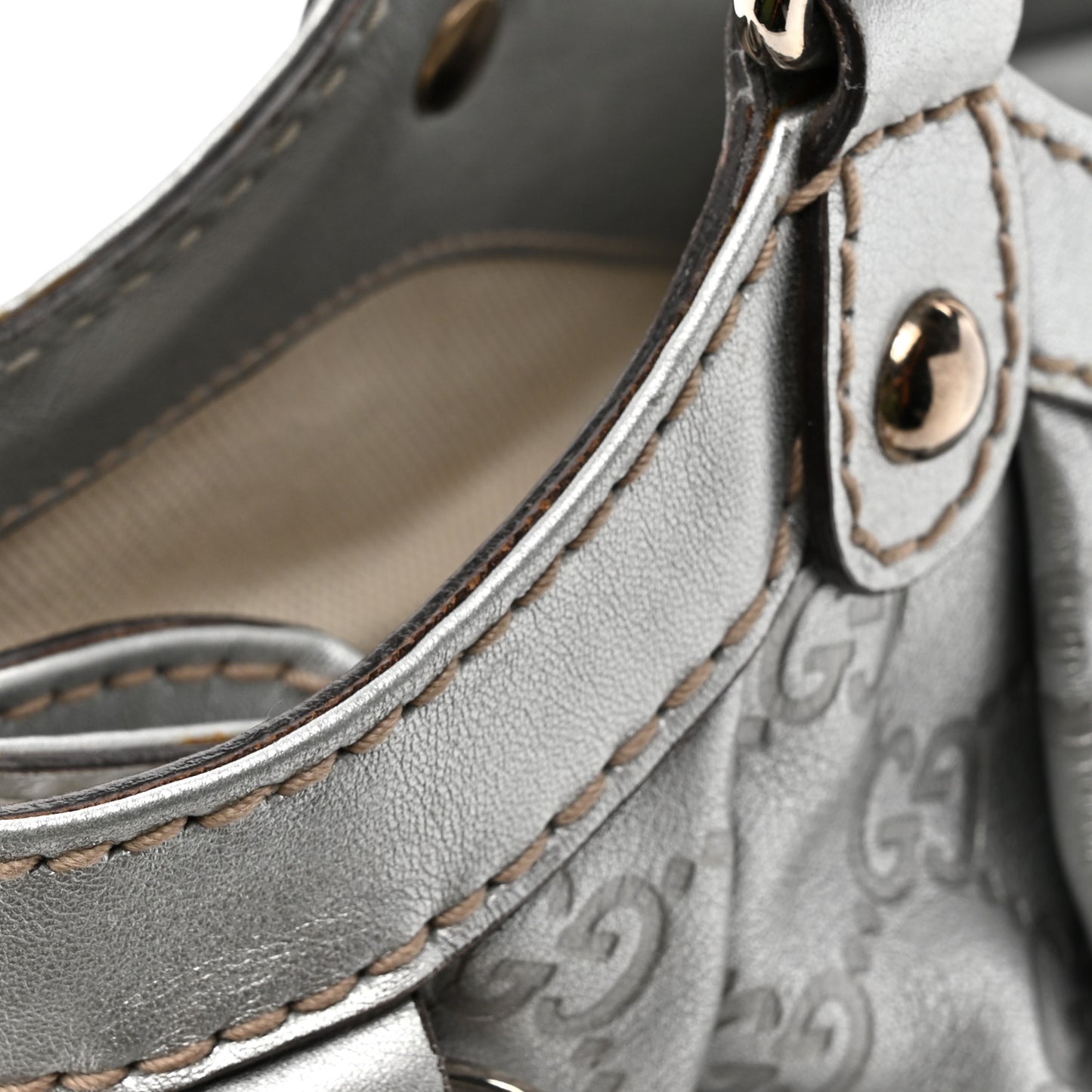 Metallic Guccissima Medium Sukey Tote Silver