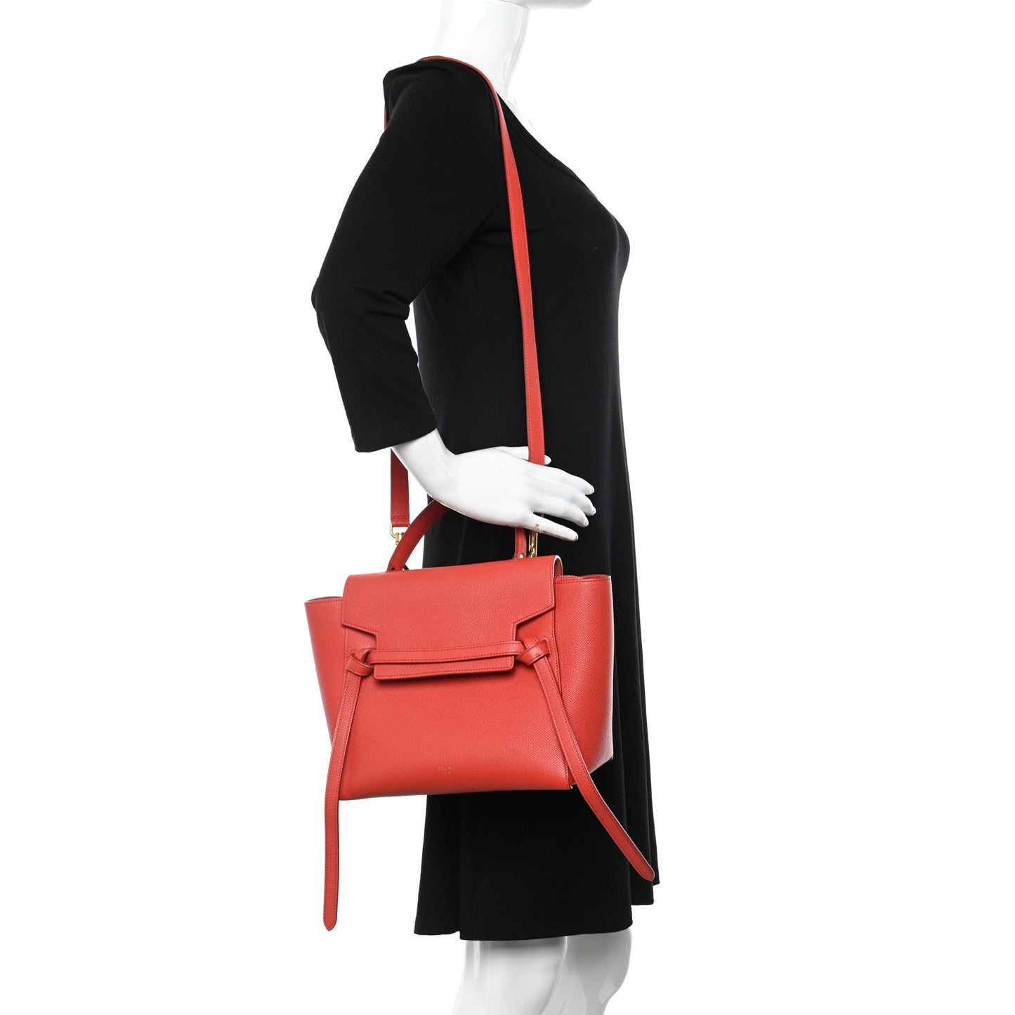 Grained Calfskin Micro Belt Bag Coral