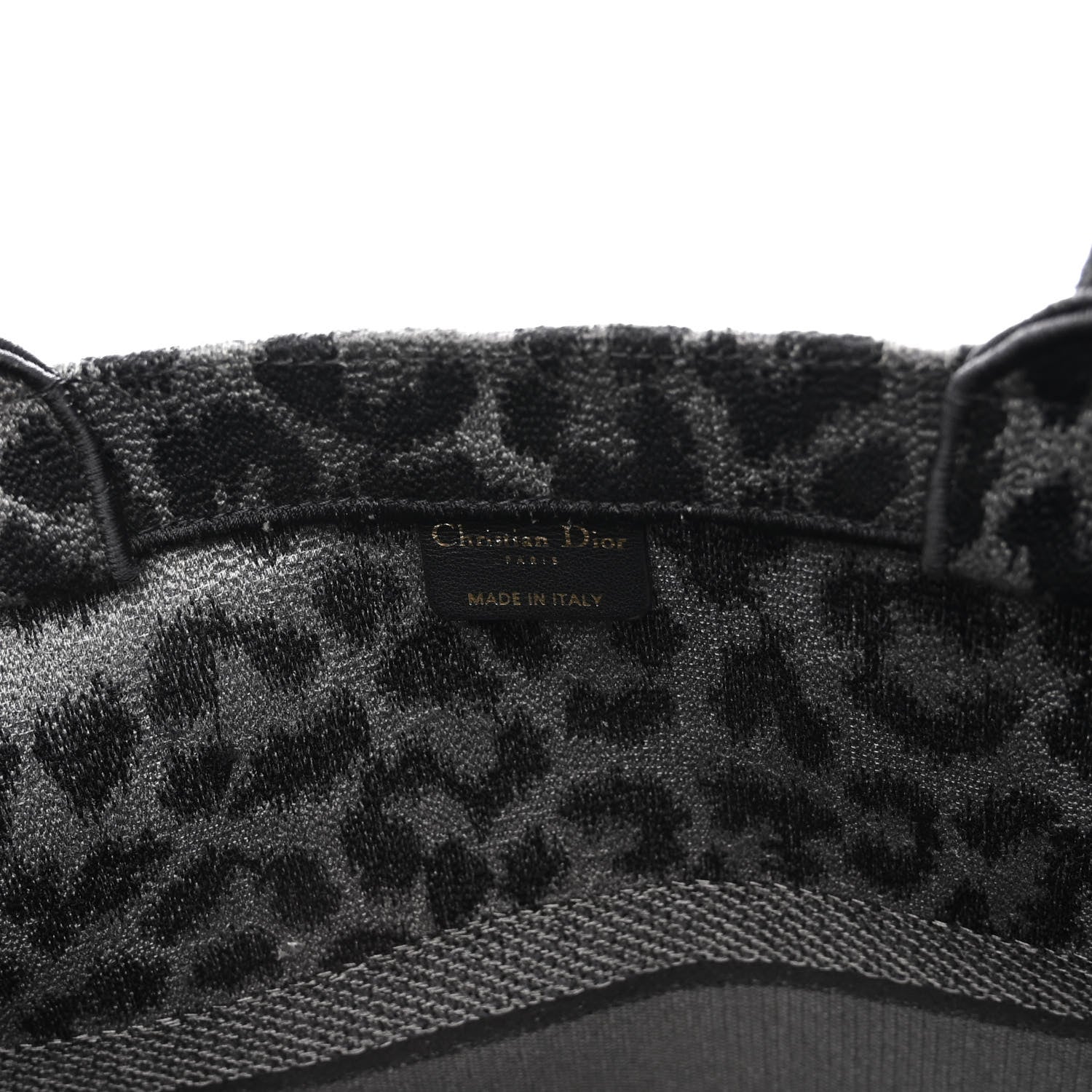 Christian Dior Canvas Mizza Embroidered Large Leopard Book Tote Grey 6 of 9
