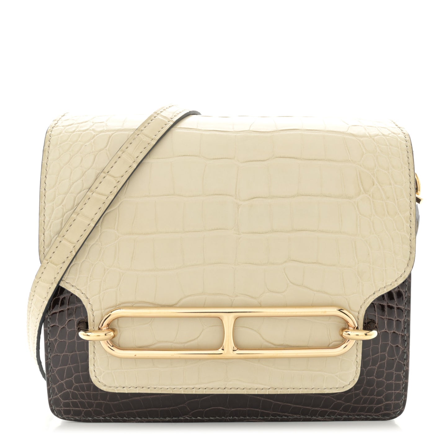 Shiny Alligator Matte Alligator Mini Sac Roulis Macassar Beton