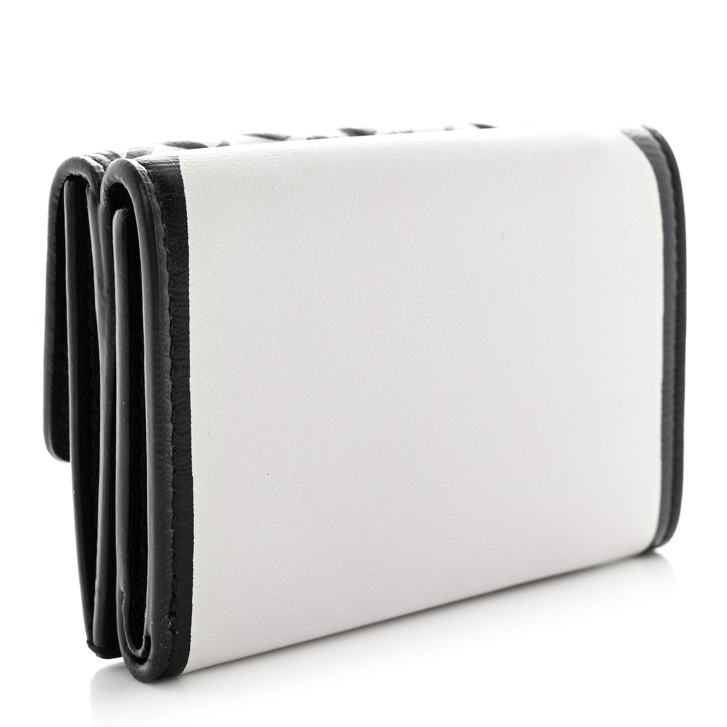 X JOSHUA VIDES Nappa Matisse FF Diagonal Embossed Micro Tri-Fold Wallet White Black