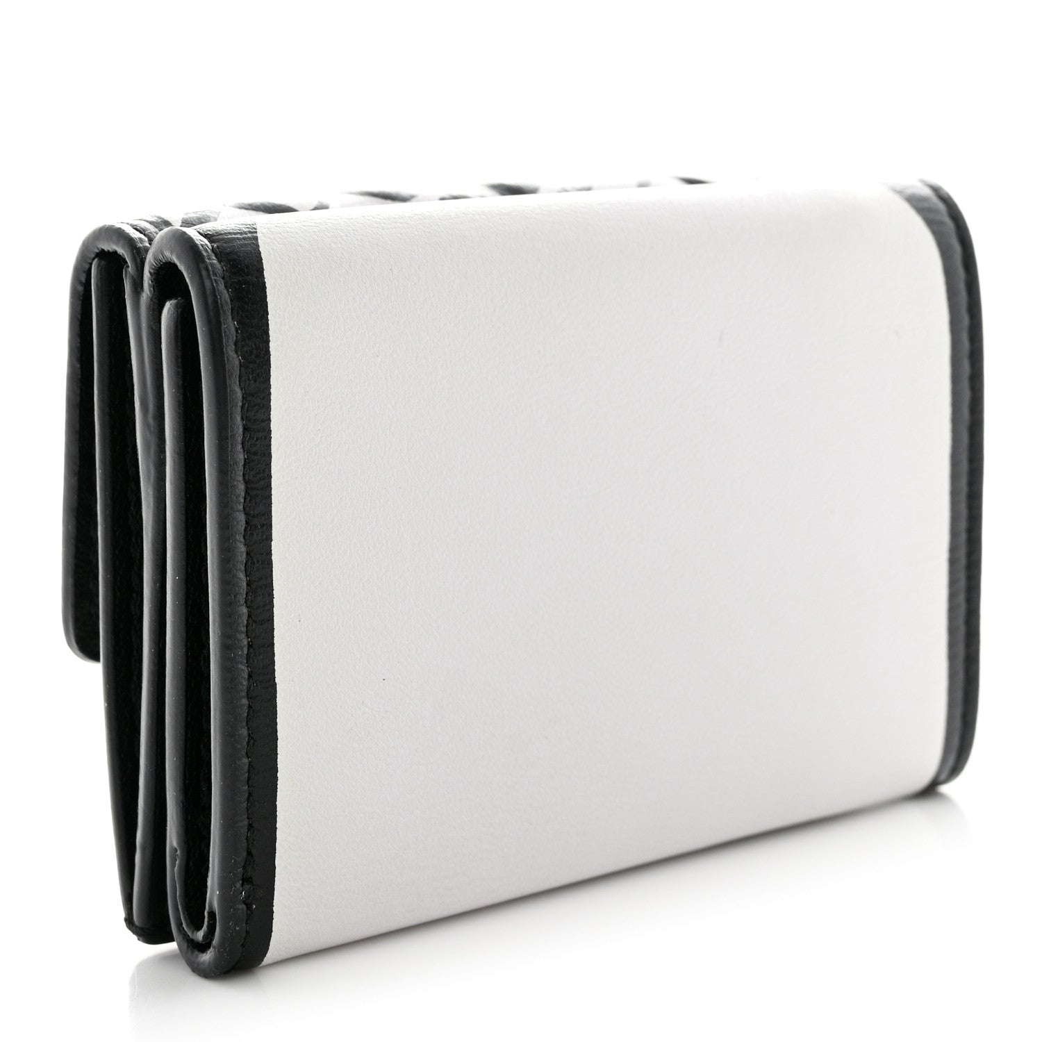 Fendi X JOSHUA VIDES Nappa Matisse FF Diagonal Embossed Micro Tri-Fold Wallet White Black 3 of 11