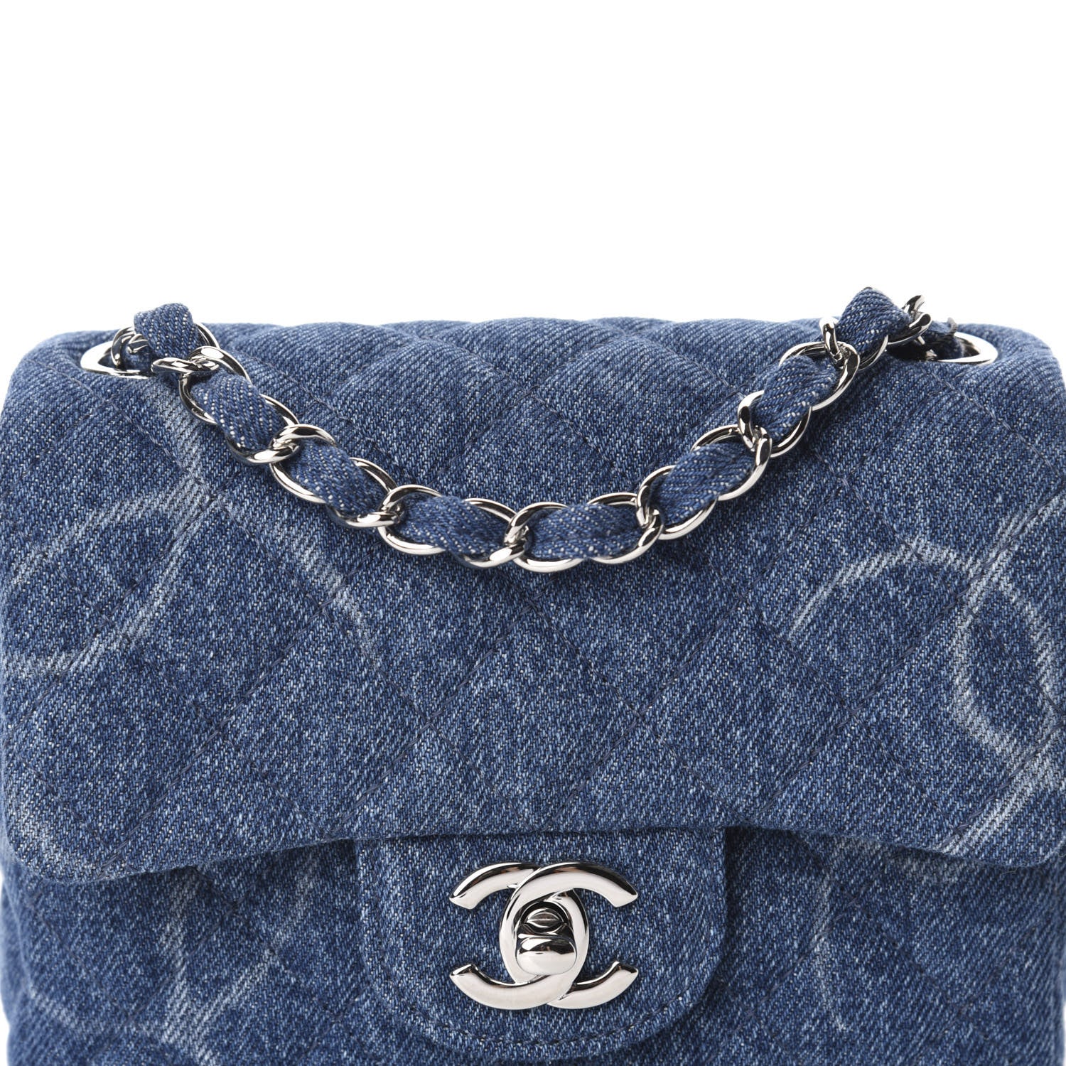 Chanel Denim CC Quilted Mini Square Flap Blue 10 of 11