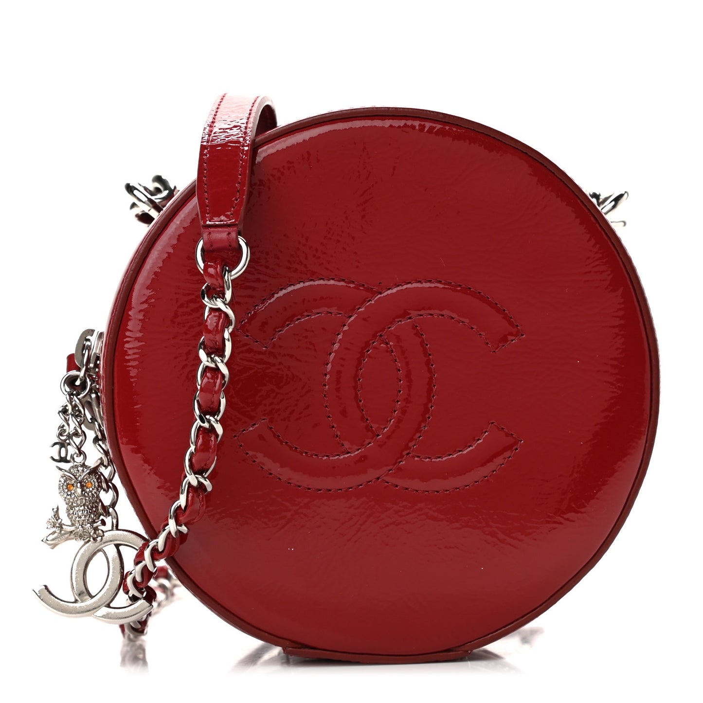 Patent Round As Earth Evening Bag Red