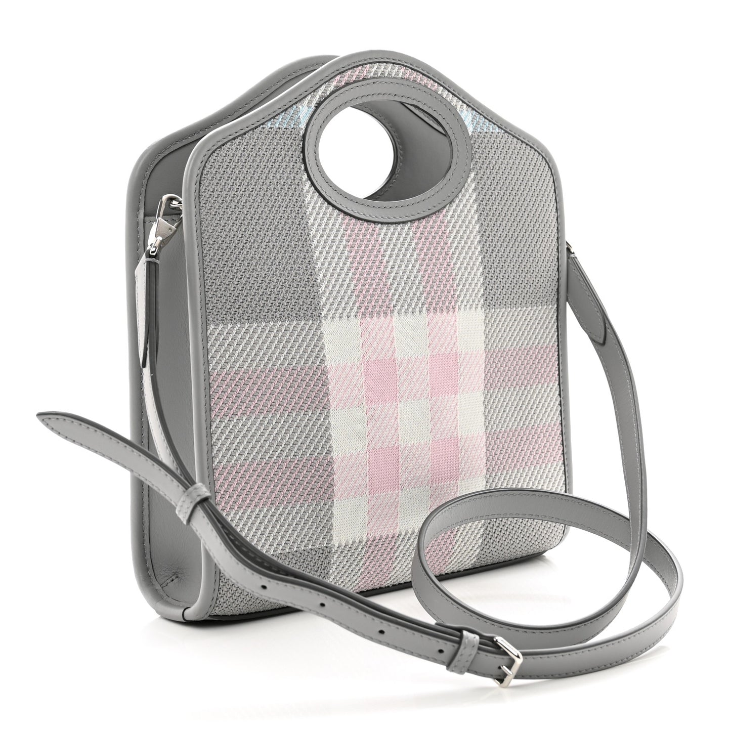 Calfskin Check Mini Pocket Bag Grey