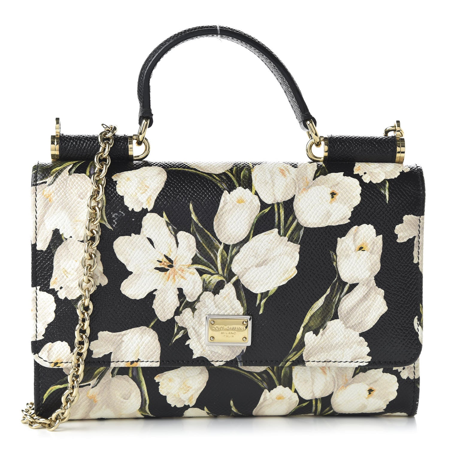 Dolce & Gabbana Dauphine Tulip Print Mini Von Bag Black 1 of 19