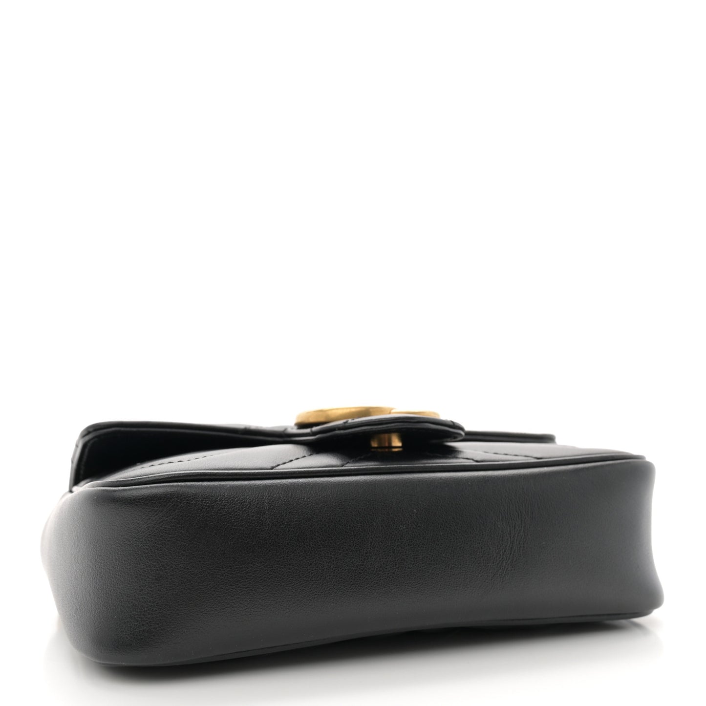 Calfskin Matelasse Super Mini GG Marmont Shoulder Bag Black
