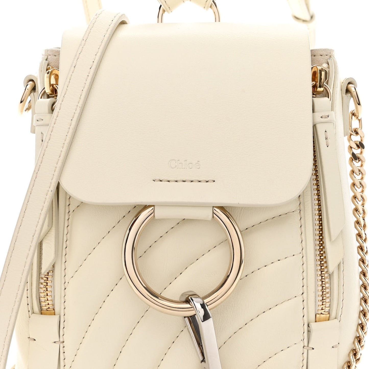 Calfskin Quilted Mini Faye Backpack Natural White