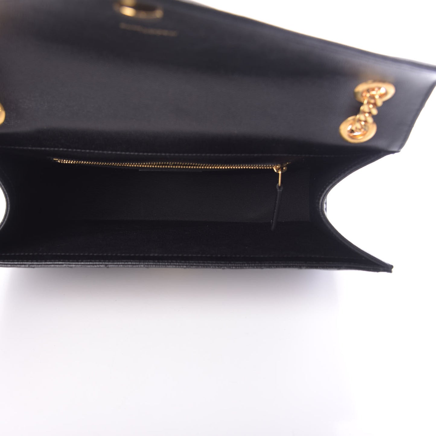 Grain De Poudre Matelasse Chevron Large Monogram Satchel Black