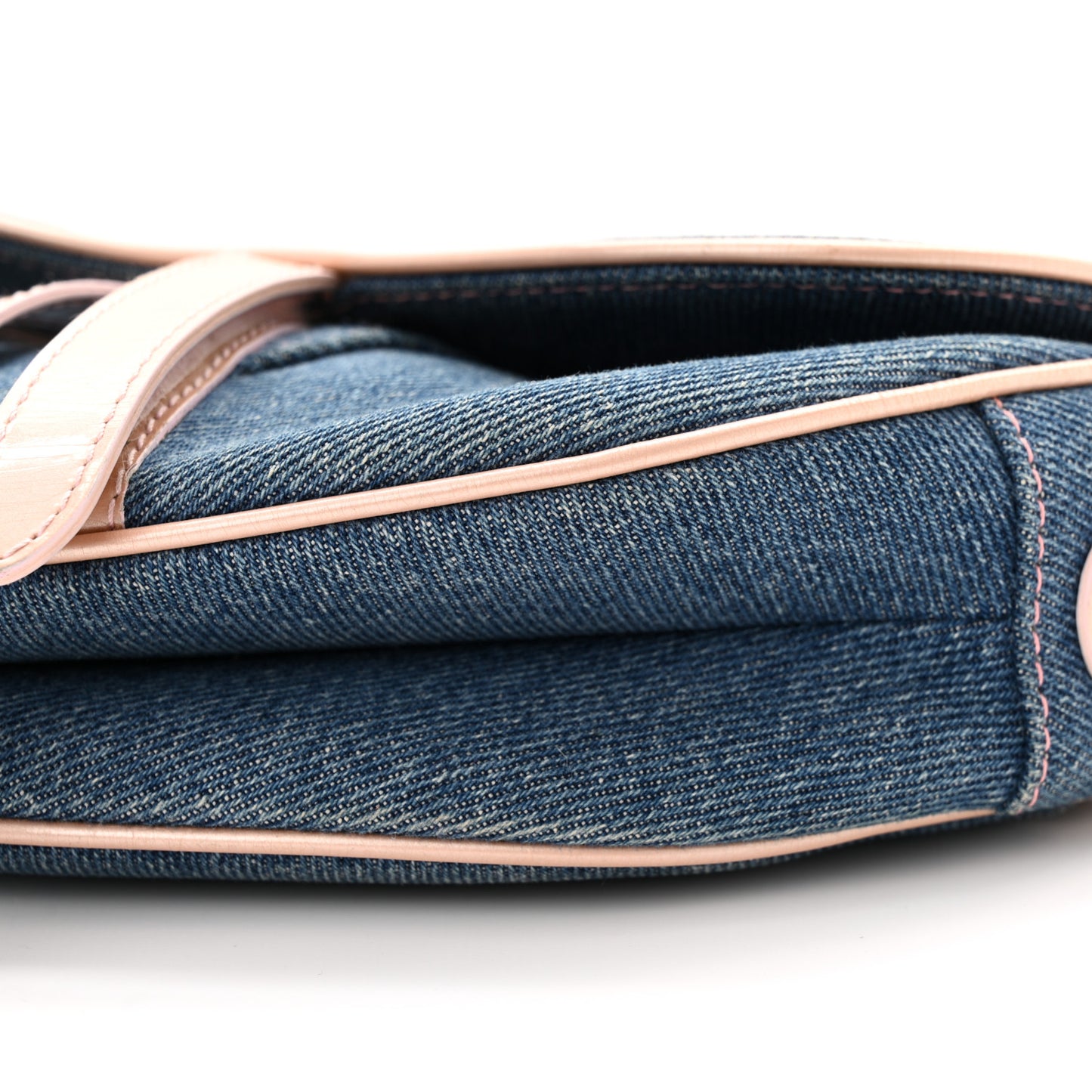 Patent Denim Jeans Saddle Bag Blue Pink