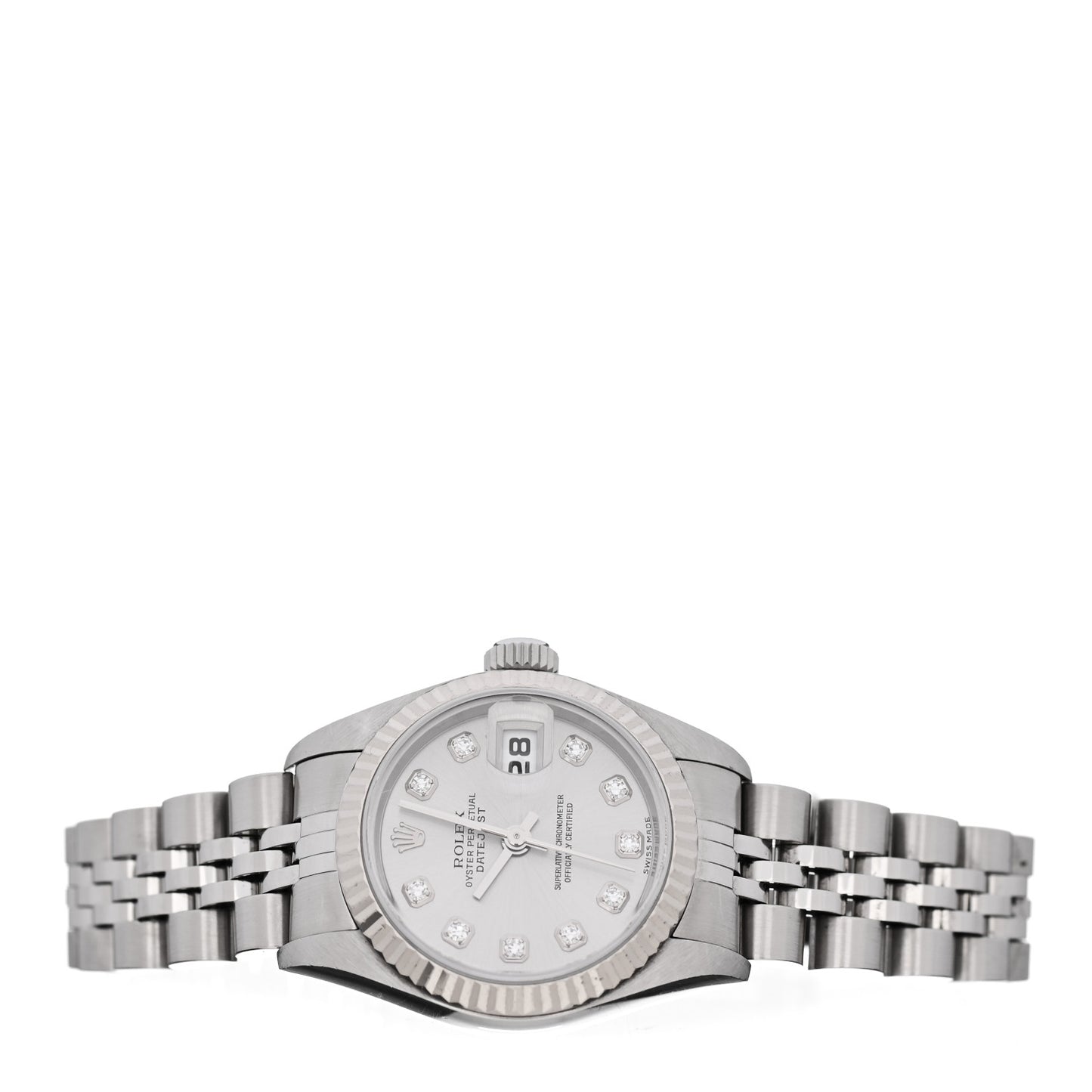 Stainless Steel 18K White Gold Diamond 26mm Oyster Perpetual Datejust Watch Silver 79174