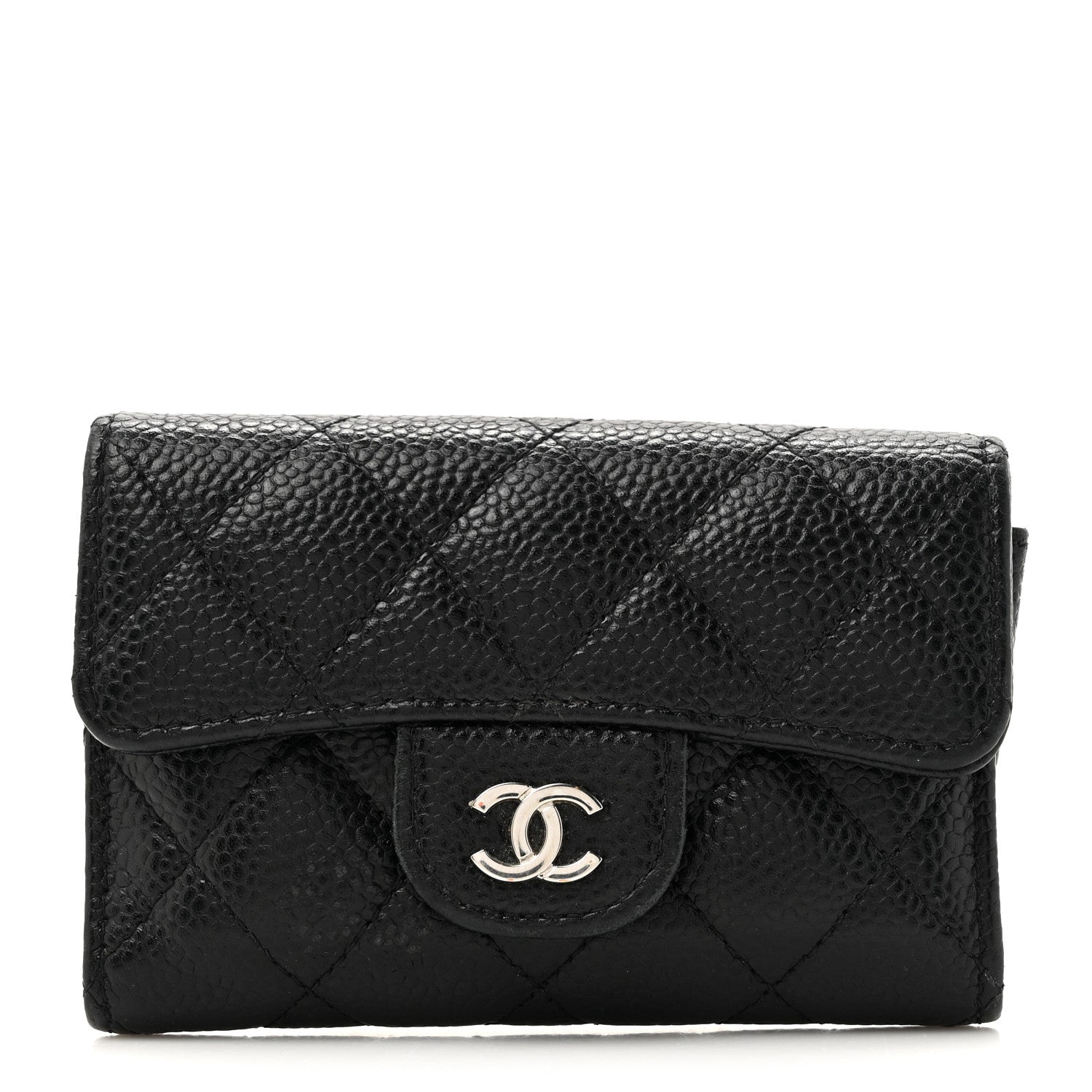 Chanel Caviar Quilted Flap Card Holder Wallet Black 1 of 12