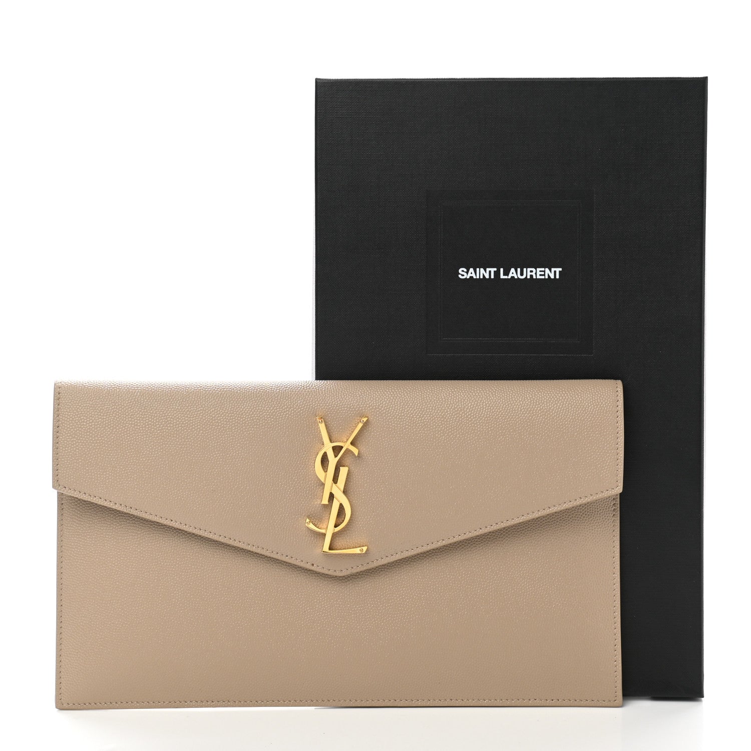 Saint Laurent Grain De Poudre Uptown Pouch Dark Beige 8 of 8