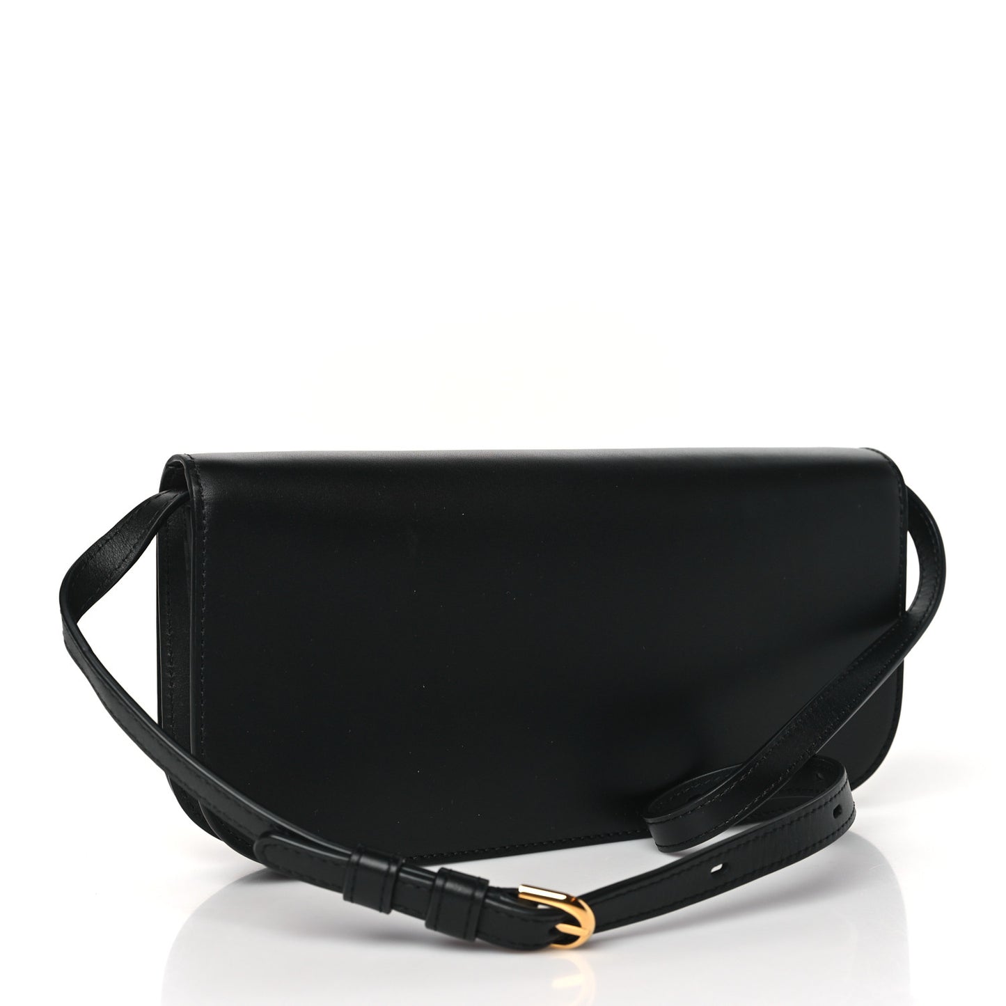 Olen Calfskin Lingot Clutch Bag Black