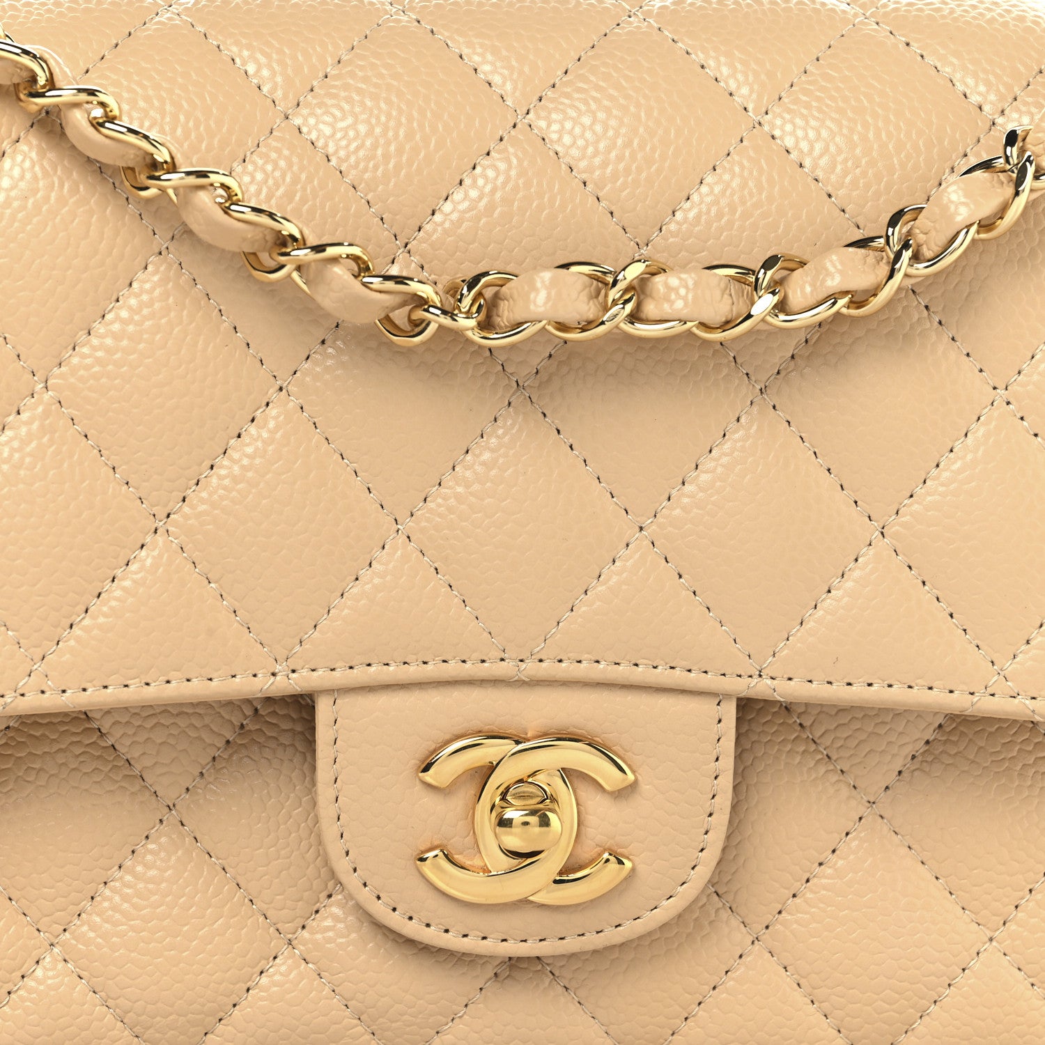 Chanel Caviar Quilted Medium Double Flap Beige 8 of 11
