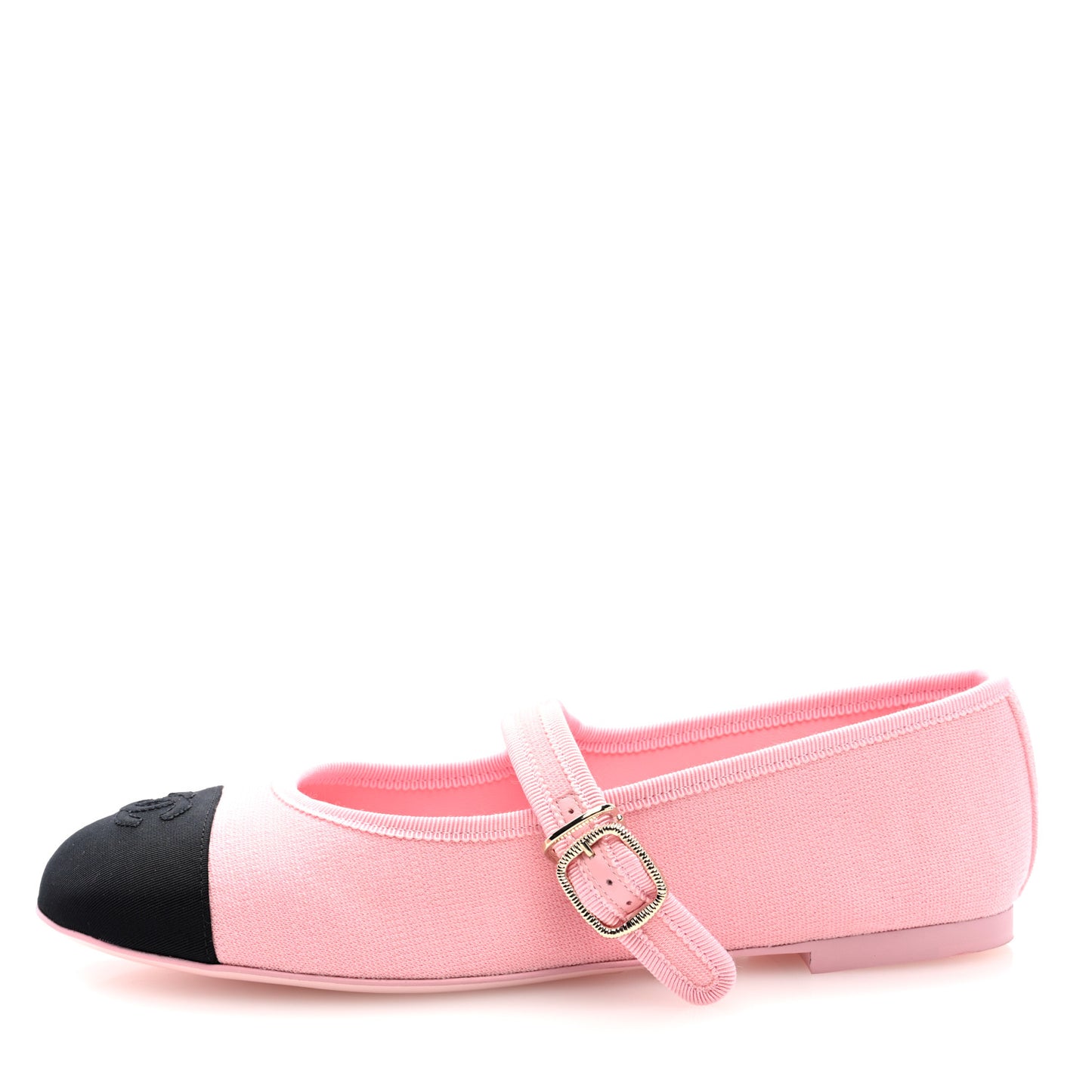 Fabric Grosgrain Mary Jane Flats 38 Light Pink Black