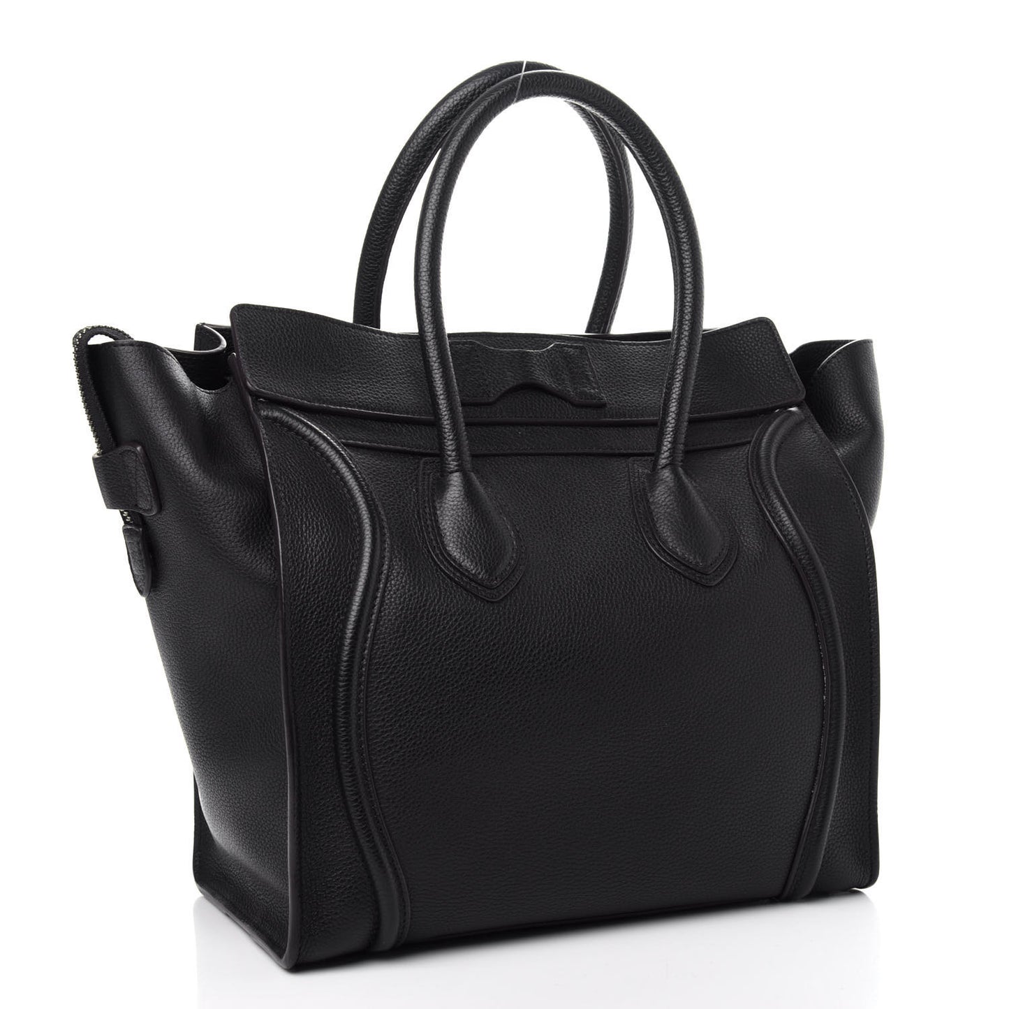 Drummed Calfskin Mini Luggage Black