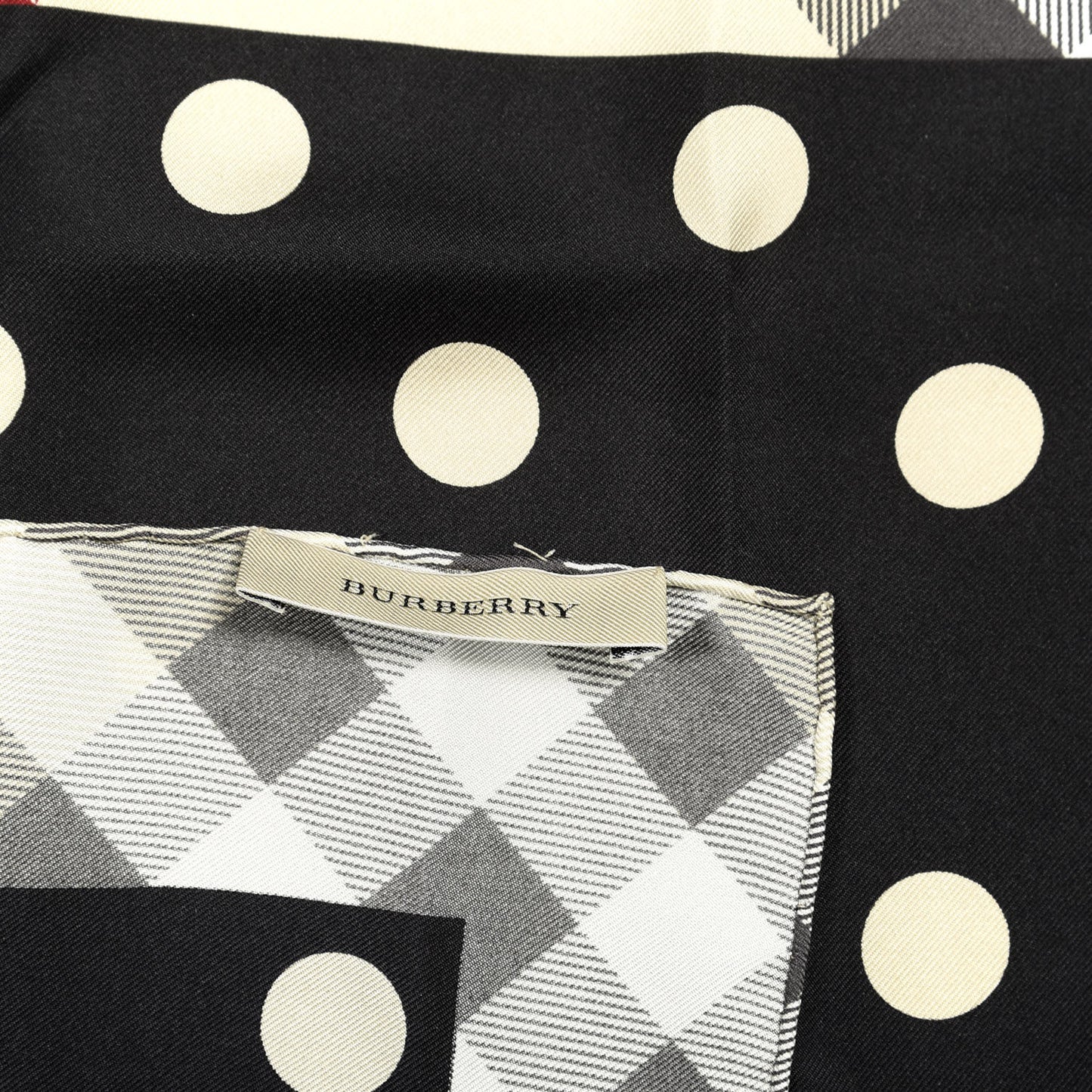 Silk Nova Polka Dot Square Scarf Black Beige