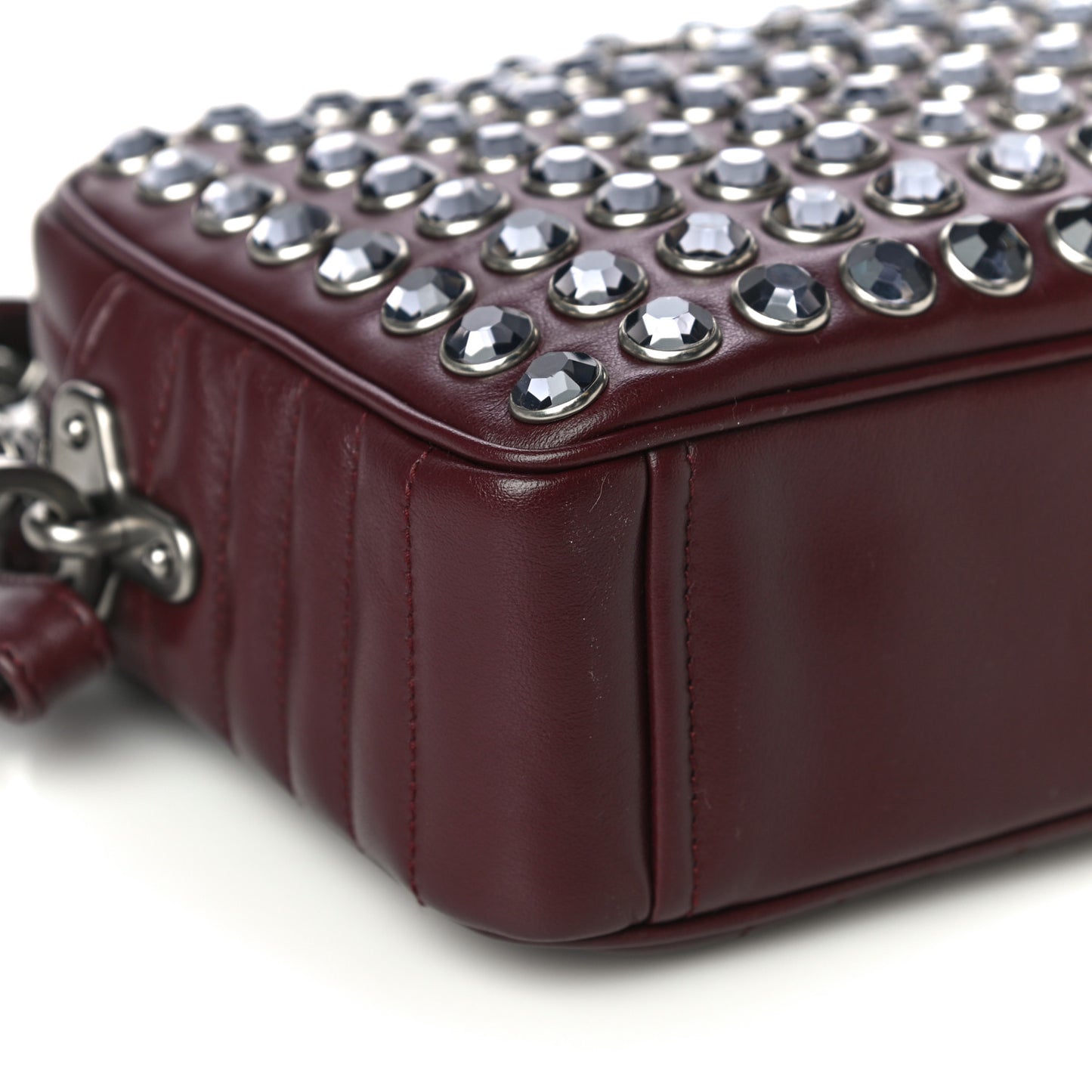 Soft Calfskin Crystal Impunture Camera Bag Granato