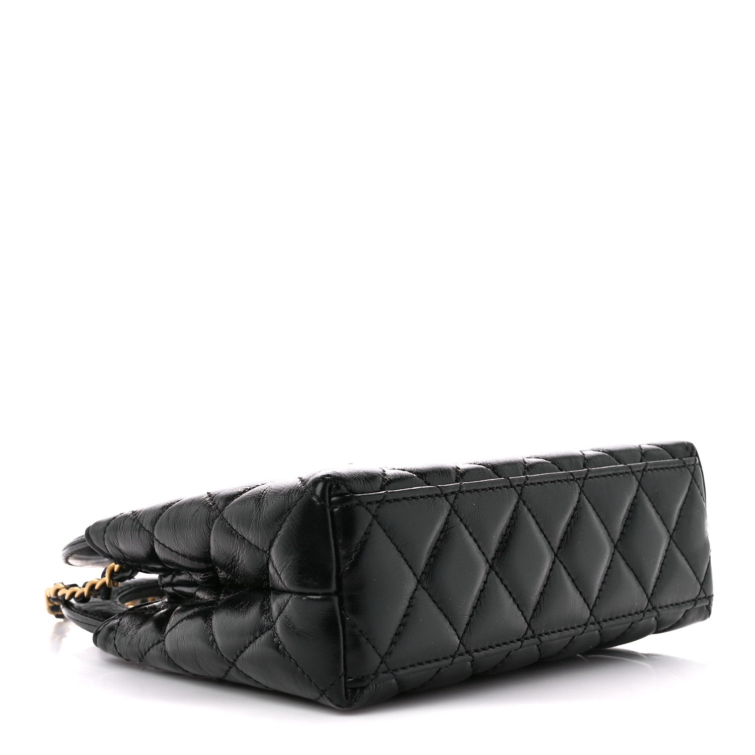 Chanel Shiny Aged Calfskin Quilted Nano Kelly Shopper Black 4 of 11