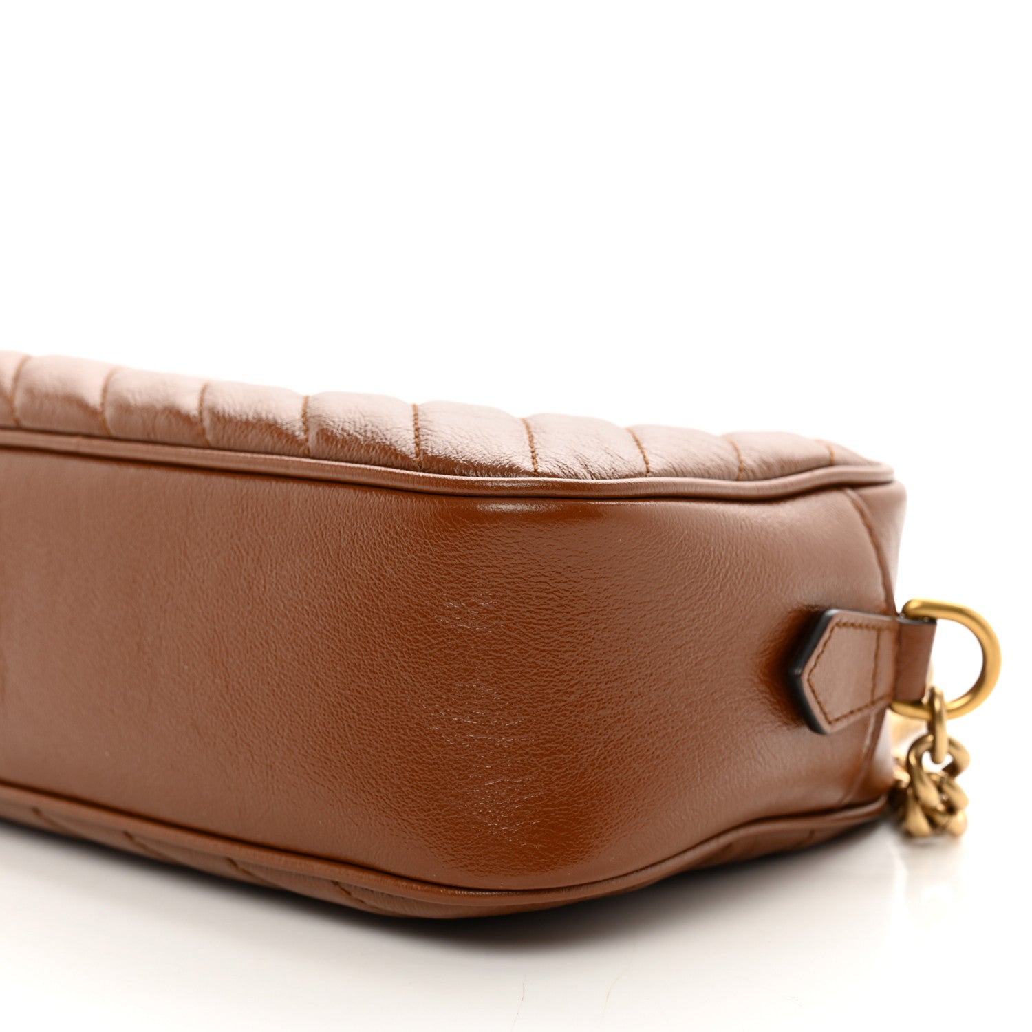 Gucci Glazed Calfskin Matelasse Diagonal Small GG Marmont Chain Shoulder Bag Cuir 10 of 10