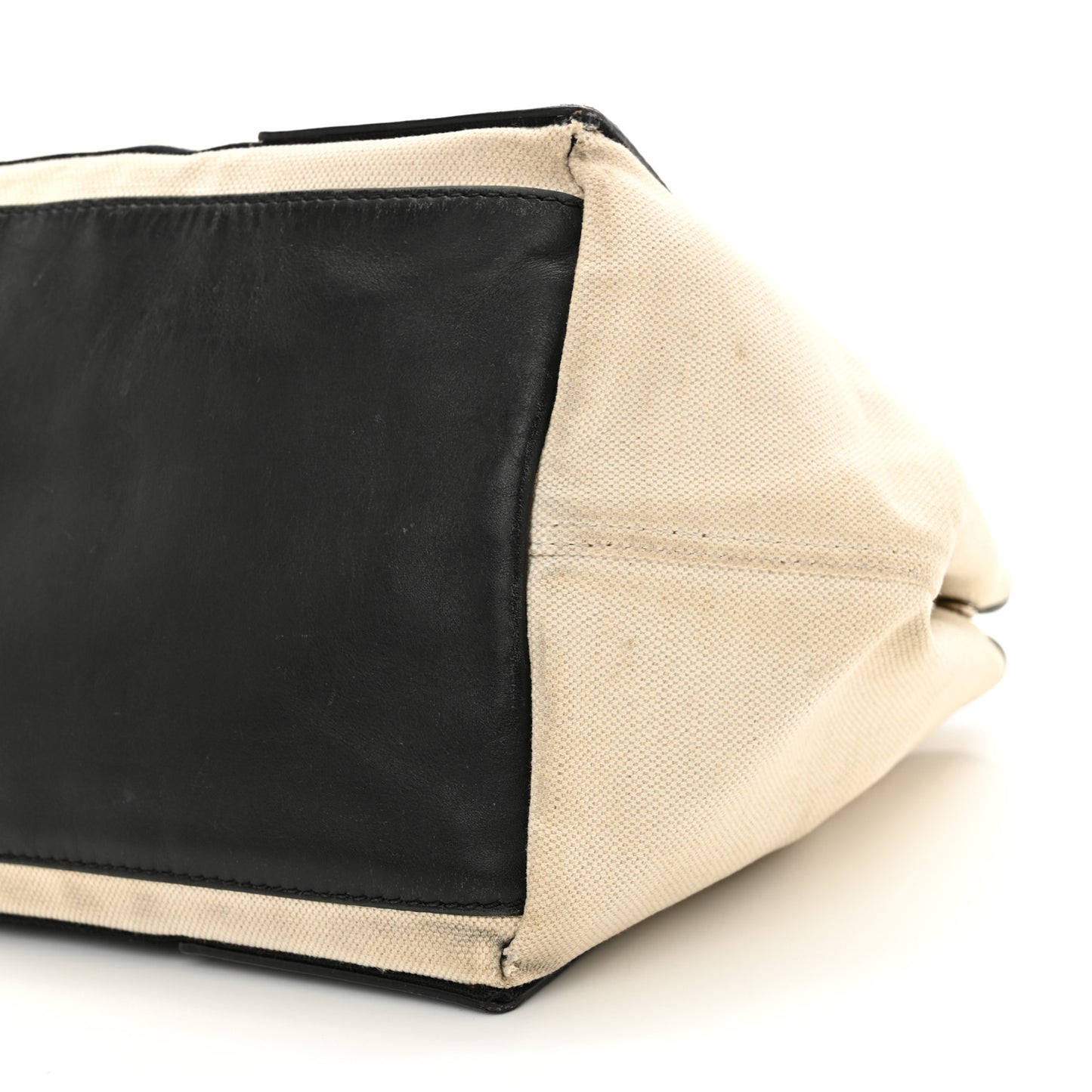 Cotton Canvas Satin Calfskin S Navy Cabas Natural Black