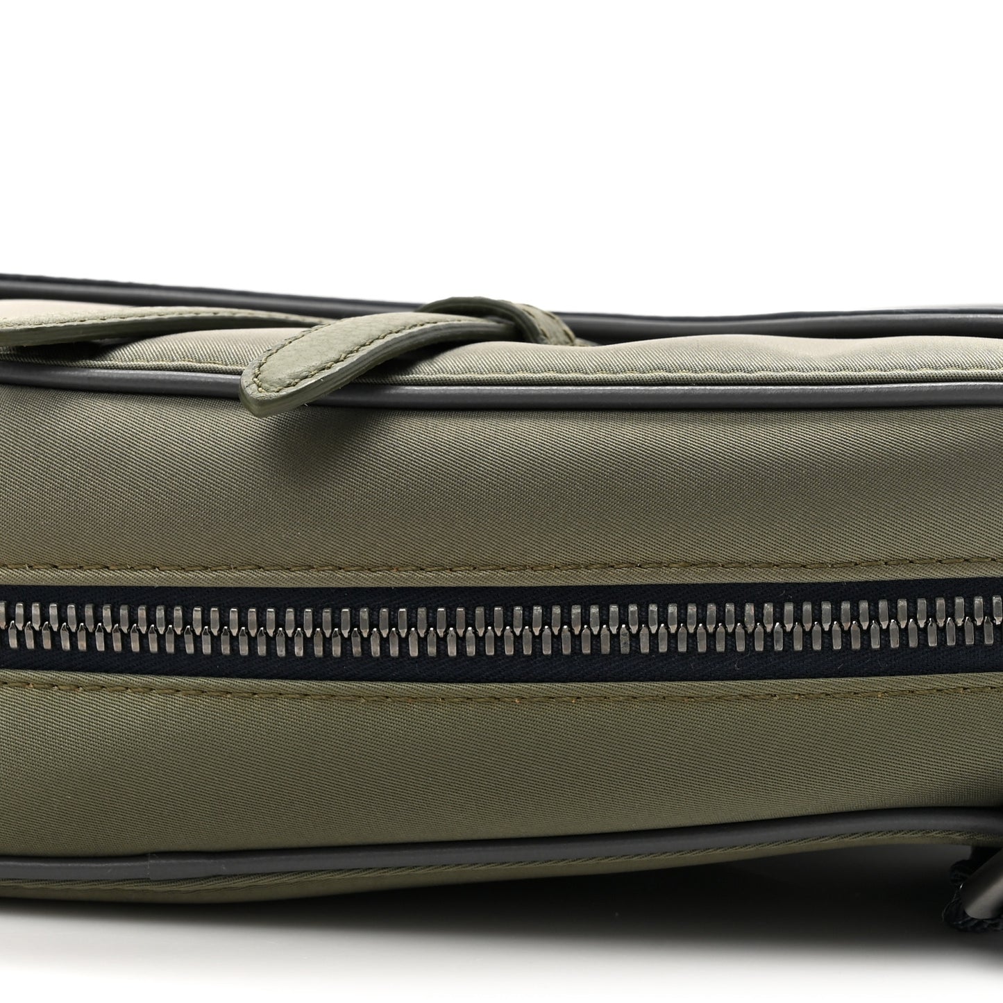 X SACAI Grained Calfskin Technical Fabric Mens Saddle Bag Olive Navy Blue