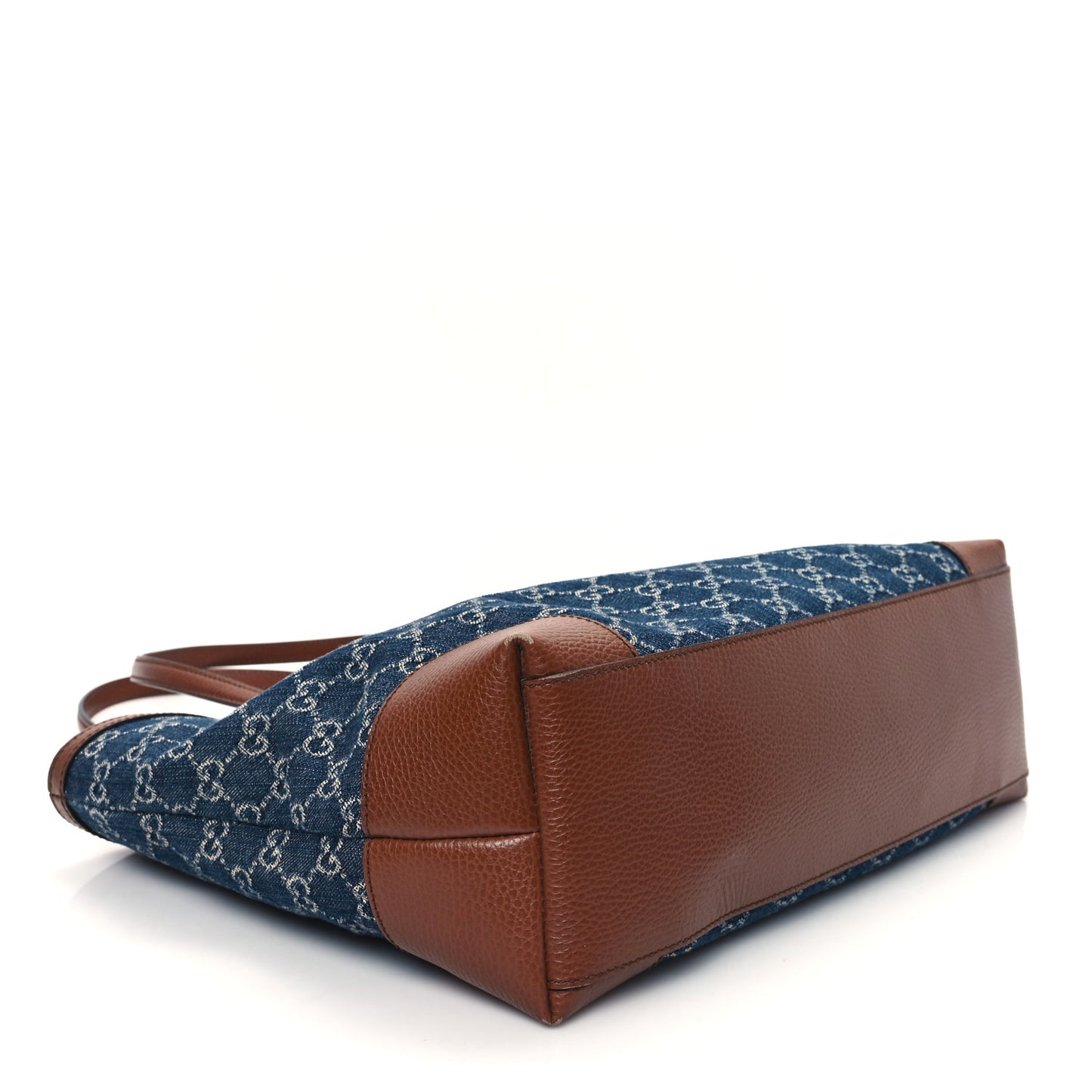 New Denim GG Monogram Medium Ophidia Shopping Tote Blue Tea Cuir