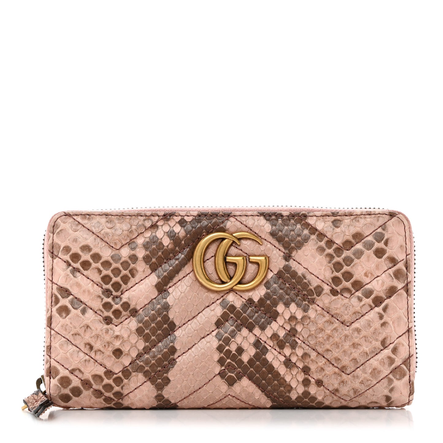 Snakeskin Matelasse GG Marmont Zip Around Wallet