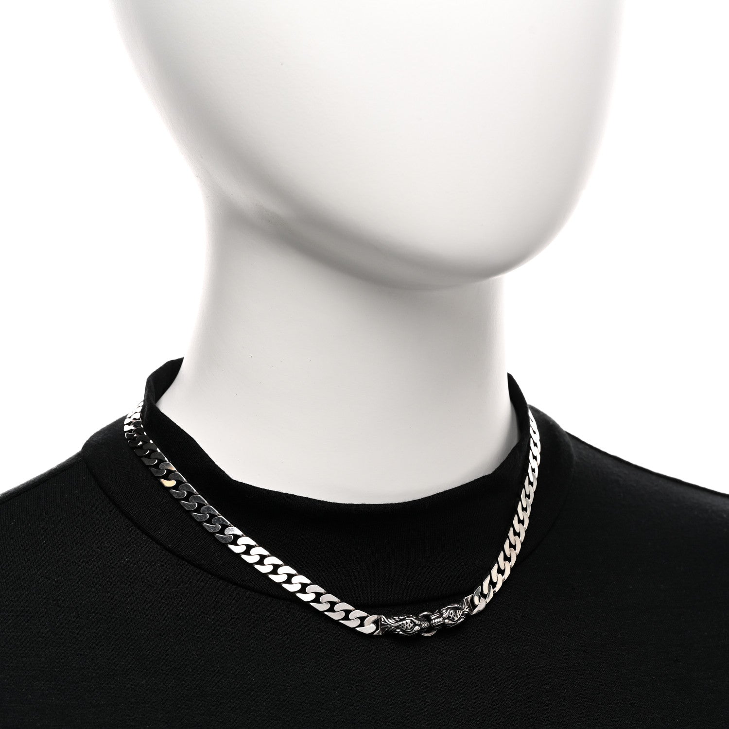 Gucci Sterling Silver Tigers  Head Choker Chain Necklace 2 of 6