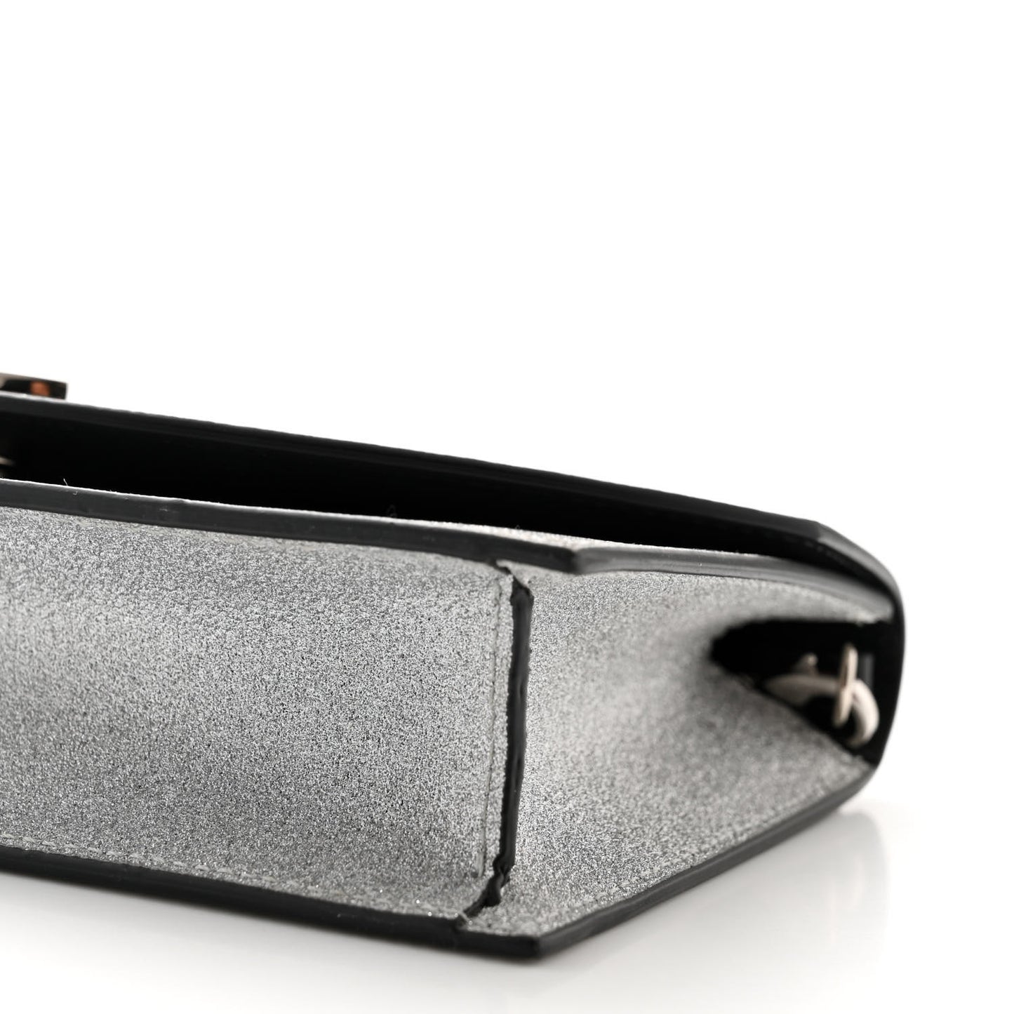 Glitter Calfskin Loubi54 Crossbody Clutch Silver