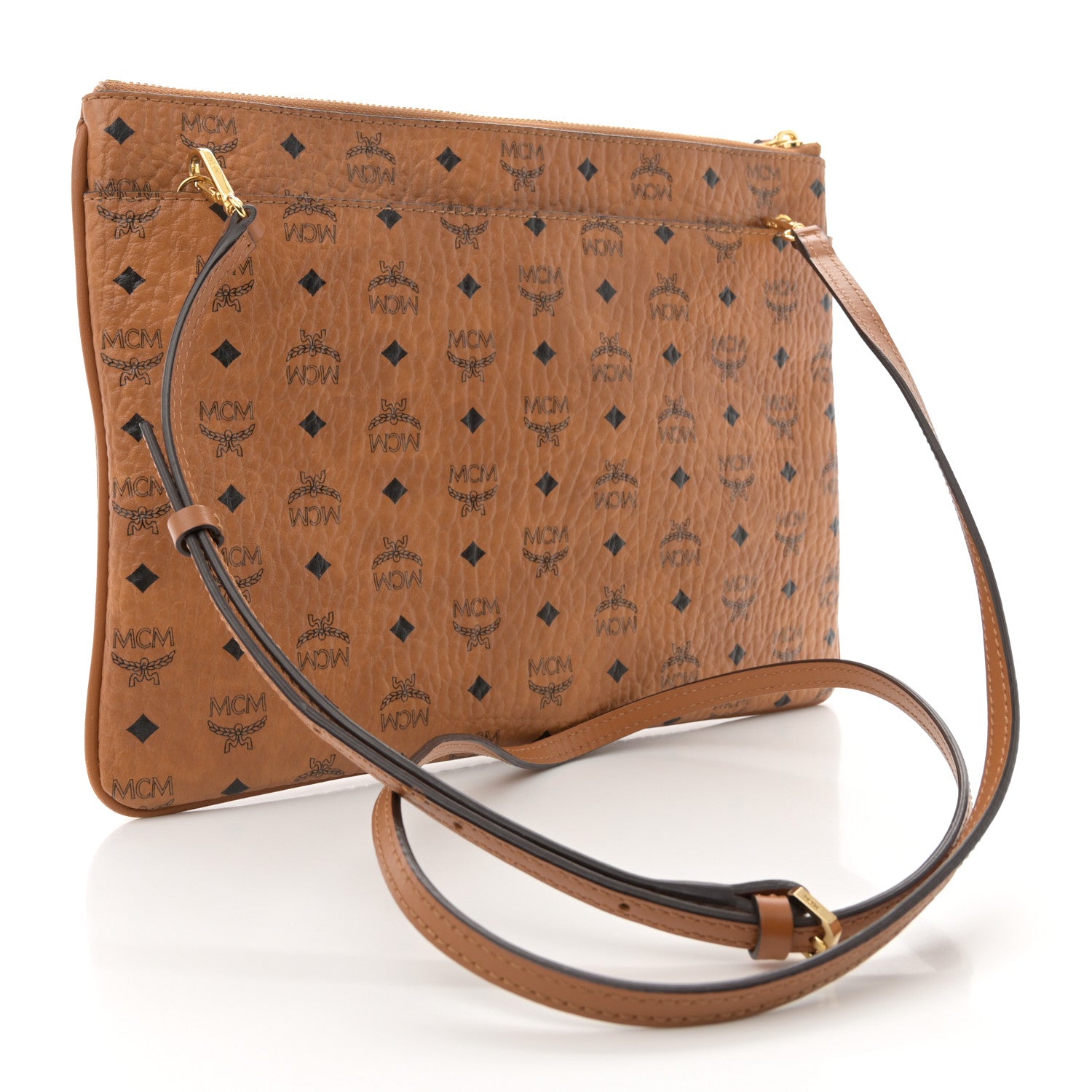 MCM Visetos Medium Crossbody Pouch Cognac 3 of 11