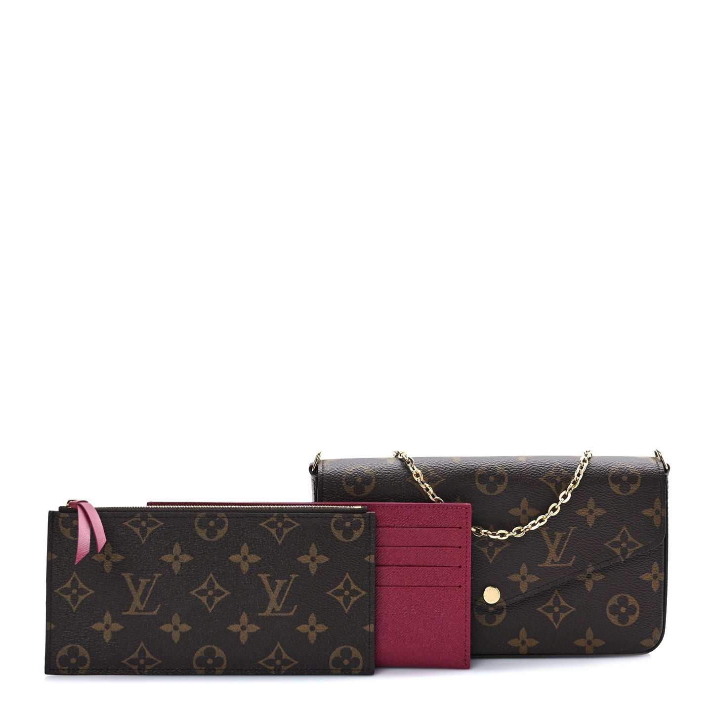Monogram Pochette Felicie Chain Wallet Fuchsia