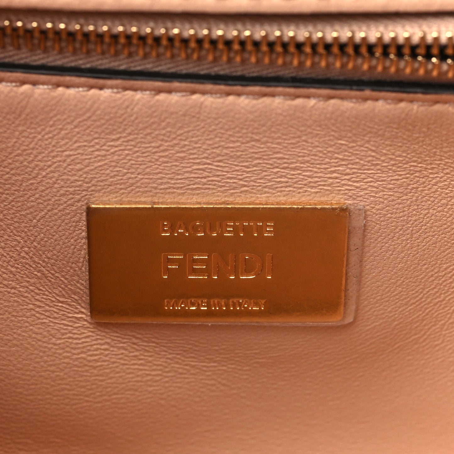 Nappa Small FF Embossed Midi Chain Baguette Light Rose