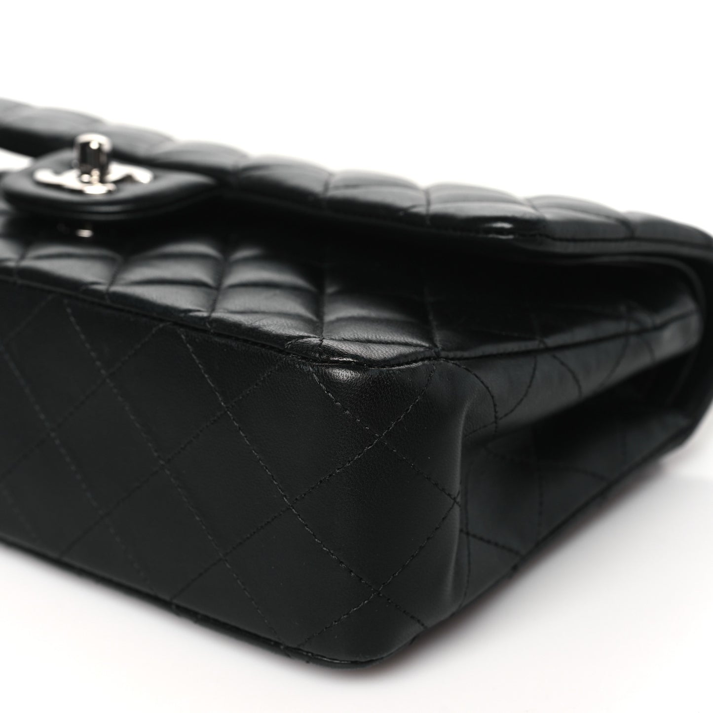 Lambskin Quilted Medium Double Flap Black