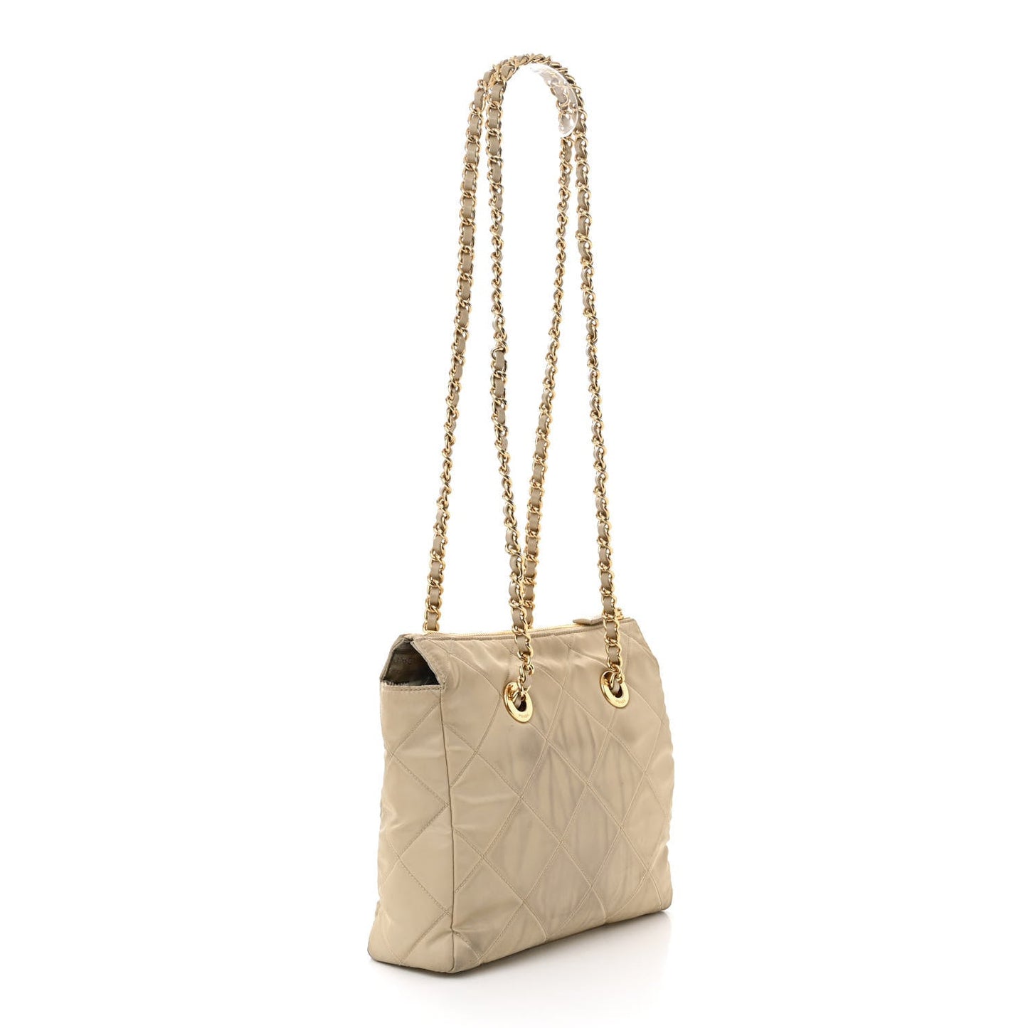 Re-Nylon Stitched Re-Edition 1995 Chaine Small Tote Bag Desert Beige