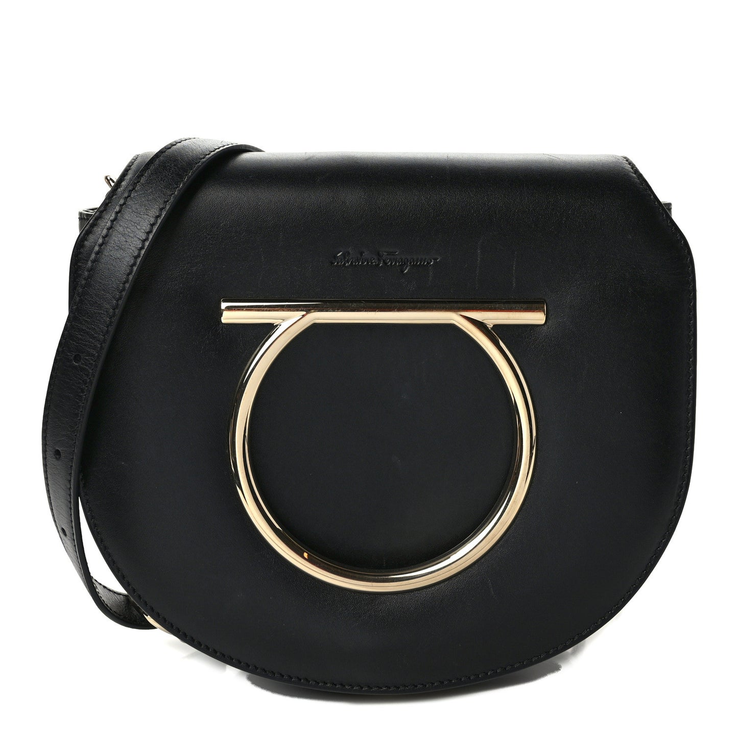 Calfskin Large Vela Flap Bag Black