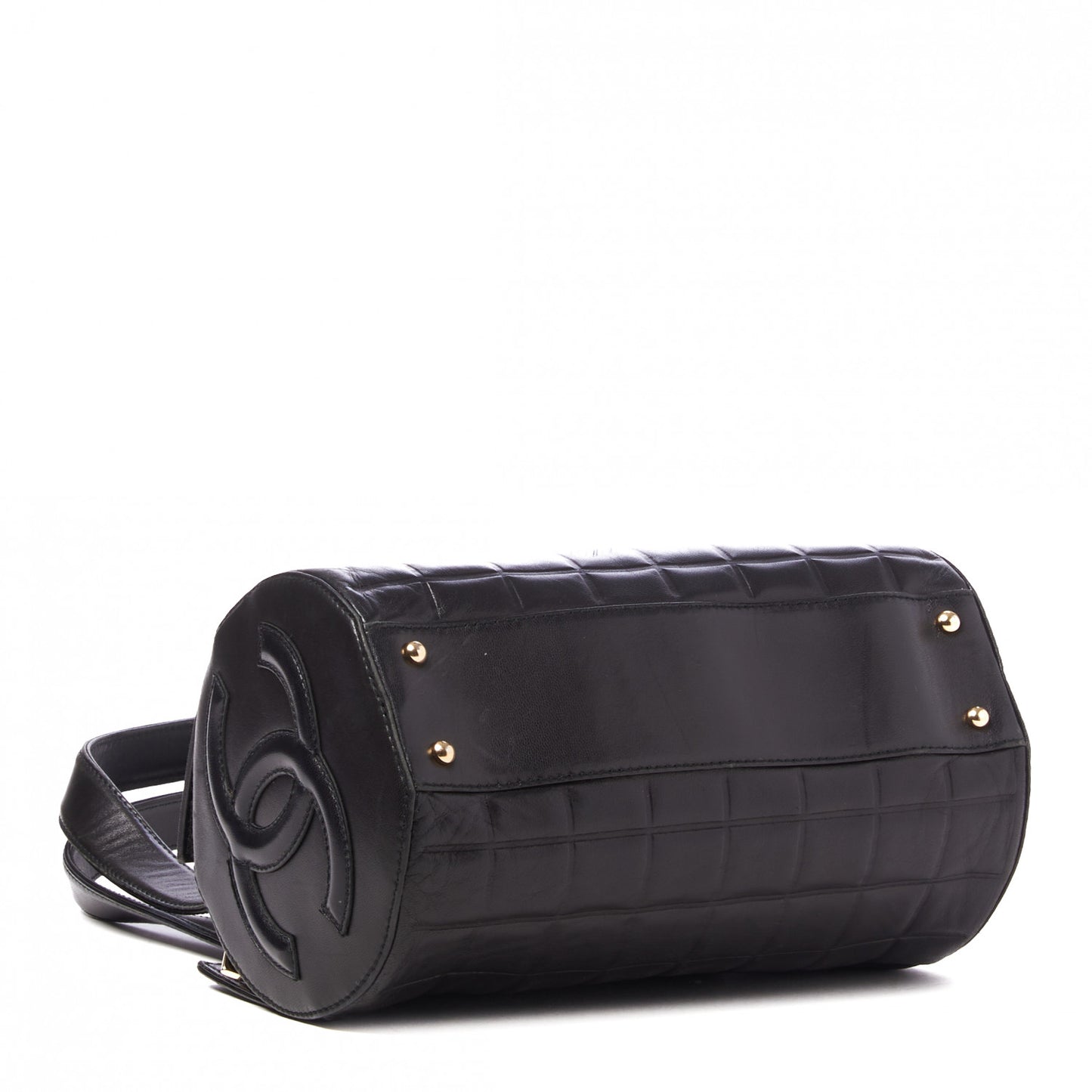 Lambskin Chocolate Bar Quilted CC Shoulder Bag Black