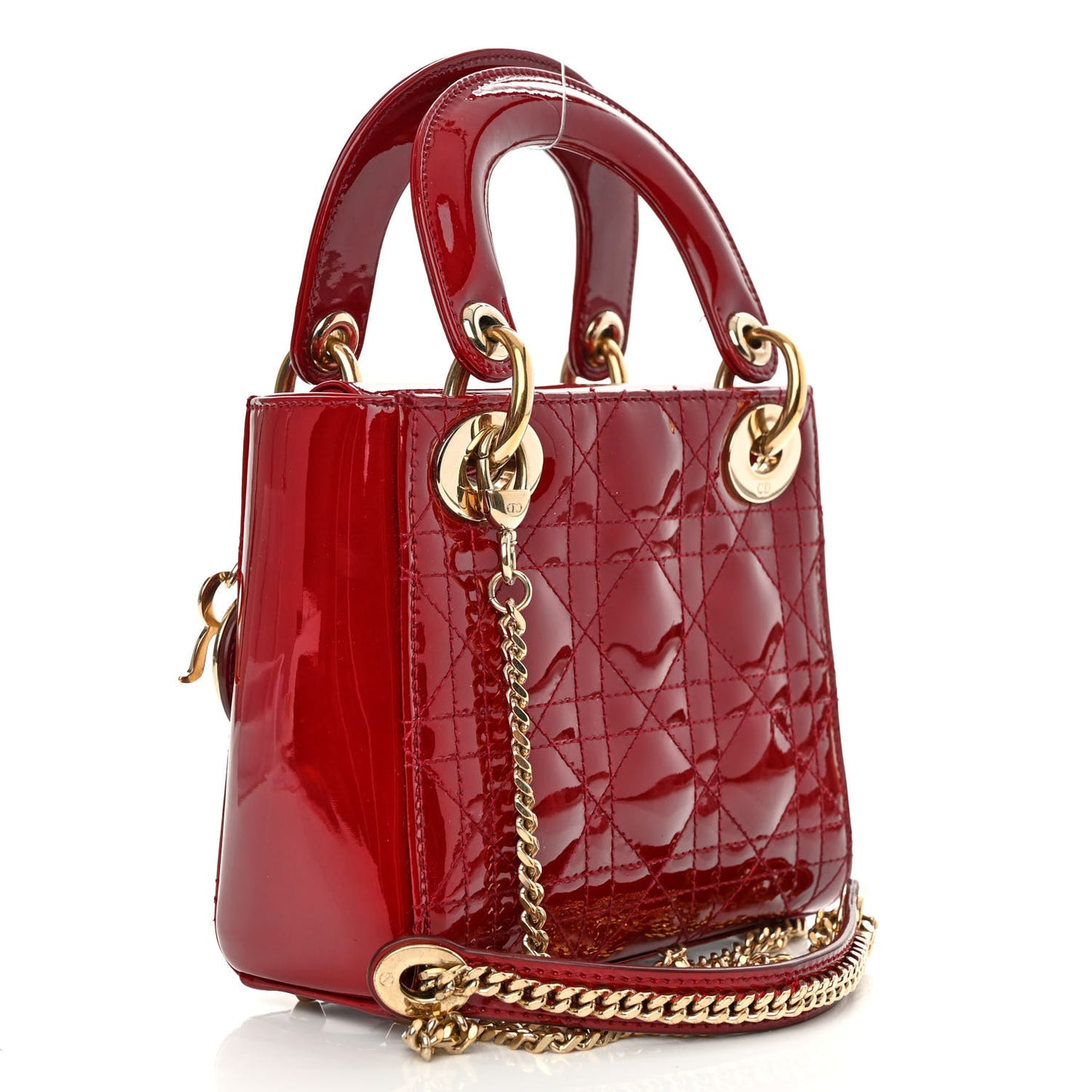 Patent Cannage Mini Lady Dior Red