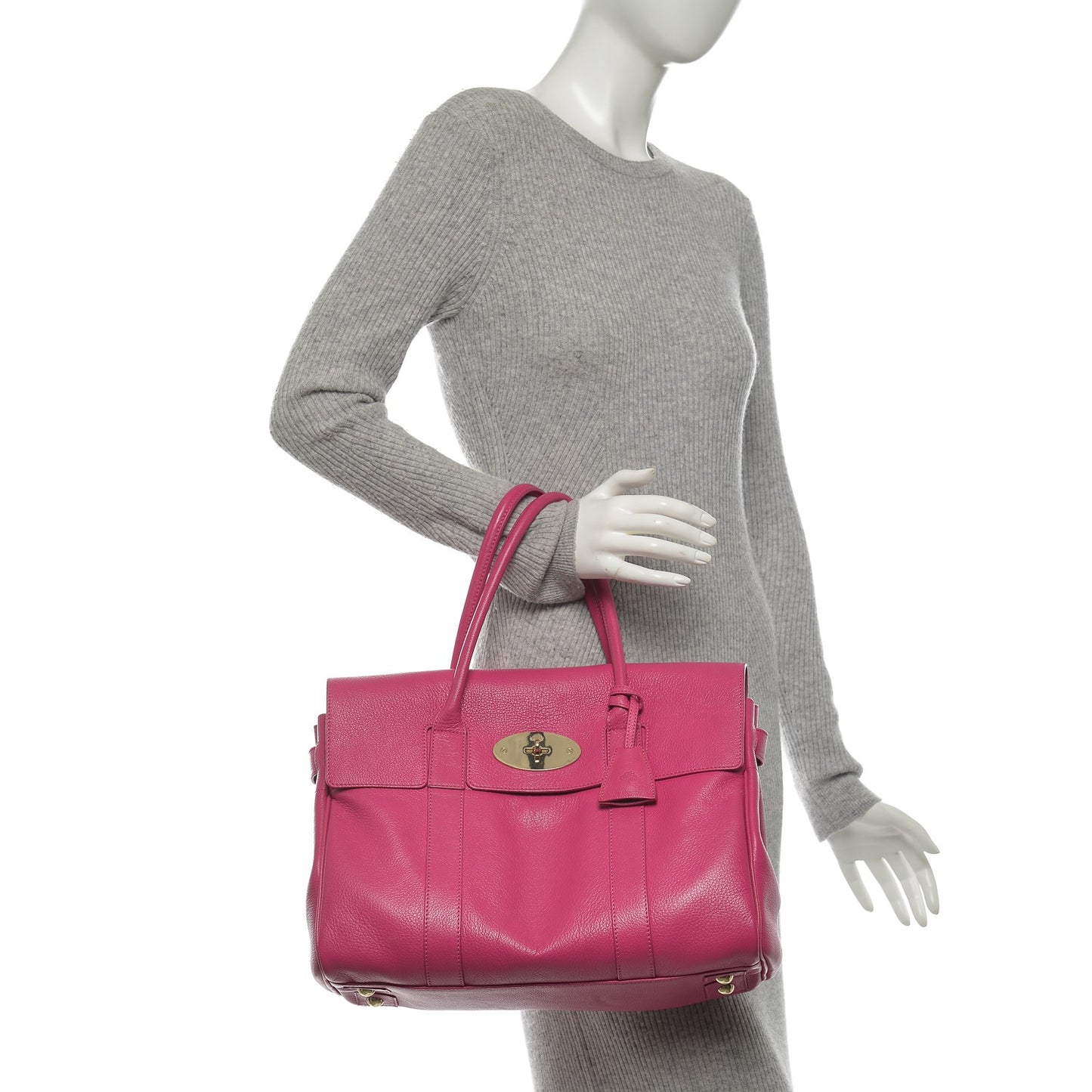 Spongy Pebbled Leather Bayswater Hot Fuchsia