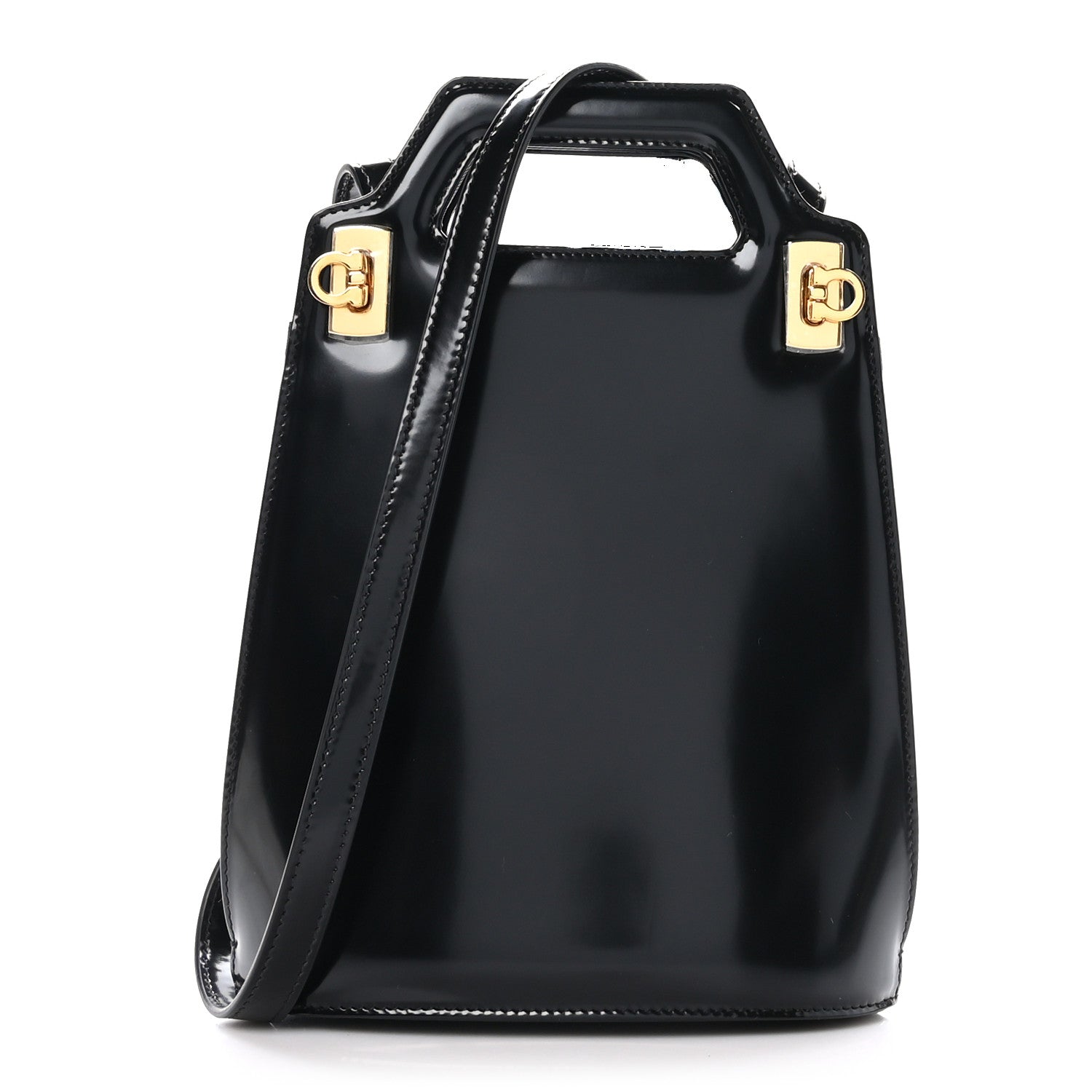 Salvatore Ferragamo Brushed Calfskin North South Wanda Top Handle Bag Black 1 of 9