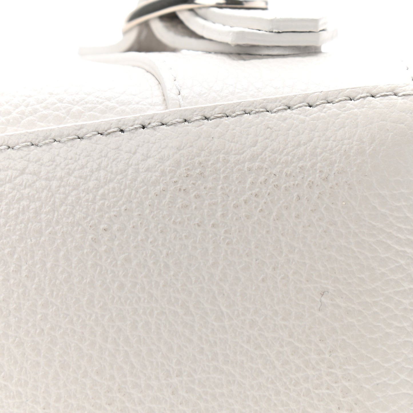 Grained Calfskin Neo Classic Silver Hardware S City Chalky White