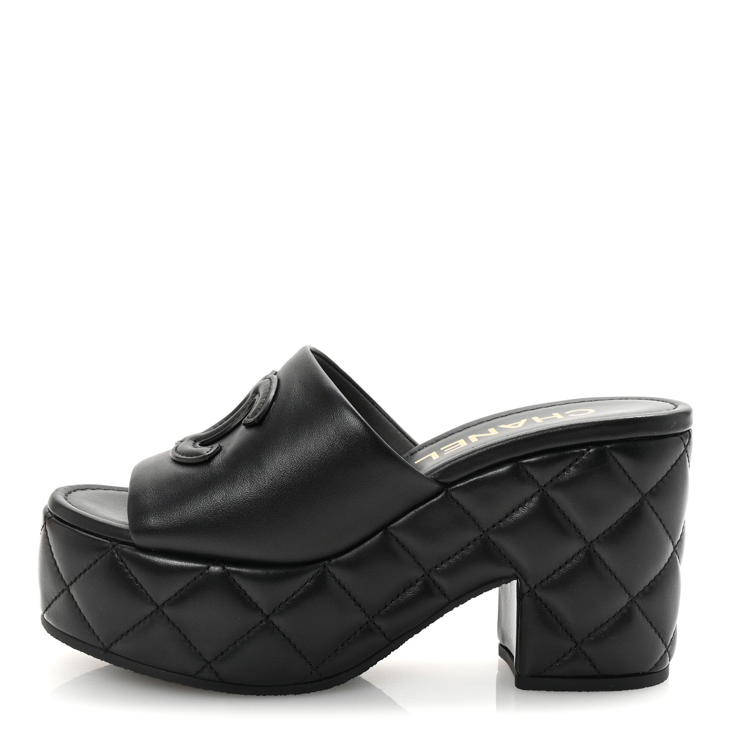 Chanel Lambskin Quilted CC Platform Mules 36 Black 1744238