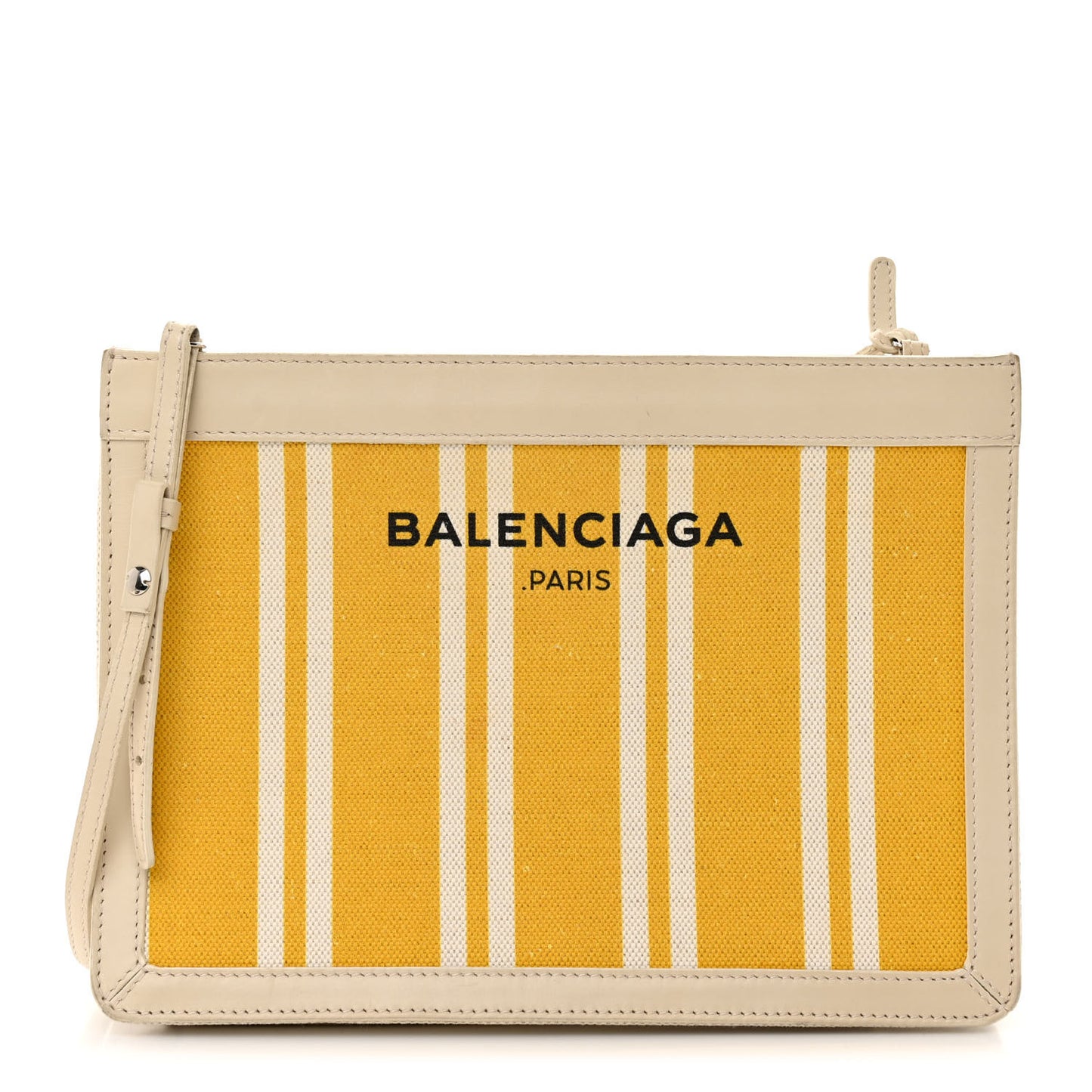 Cotton Canvas Striped Pochette Crossbody Bag Yellow