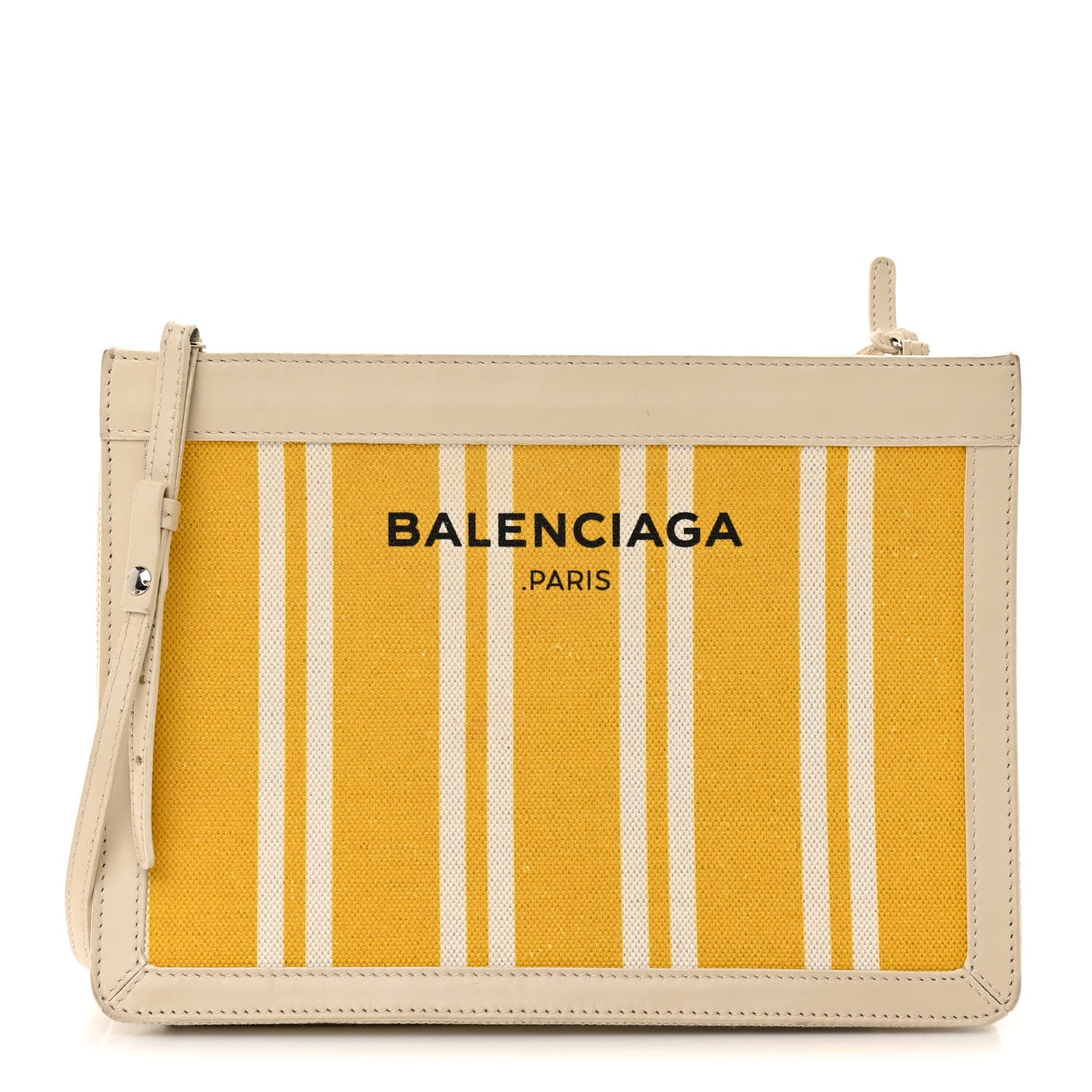 Balenciaga Cotton Canvas Striped Pochette Crossbody Bag Yellow 1 of 17