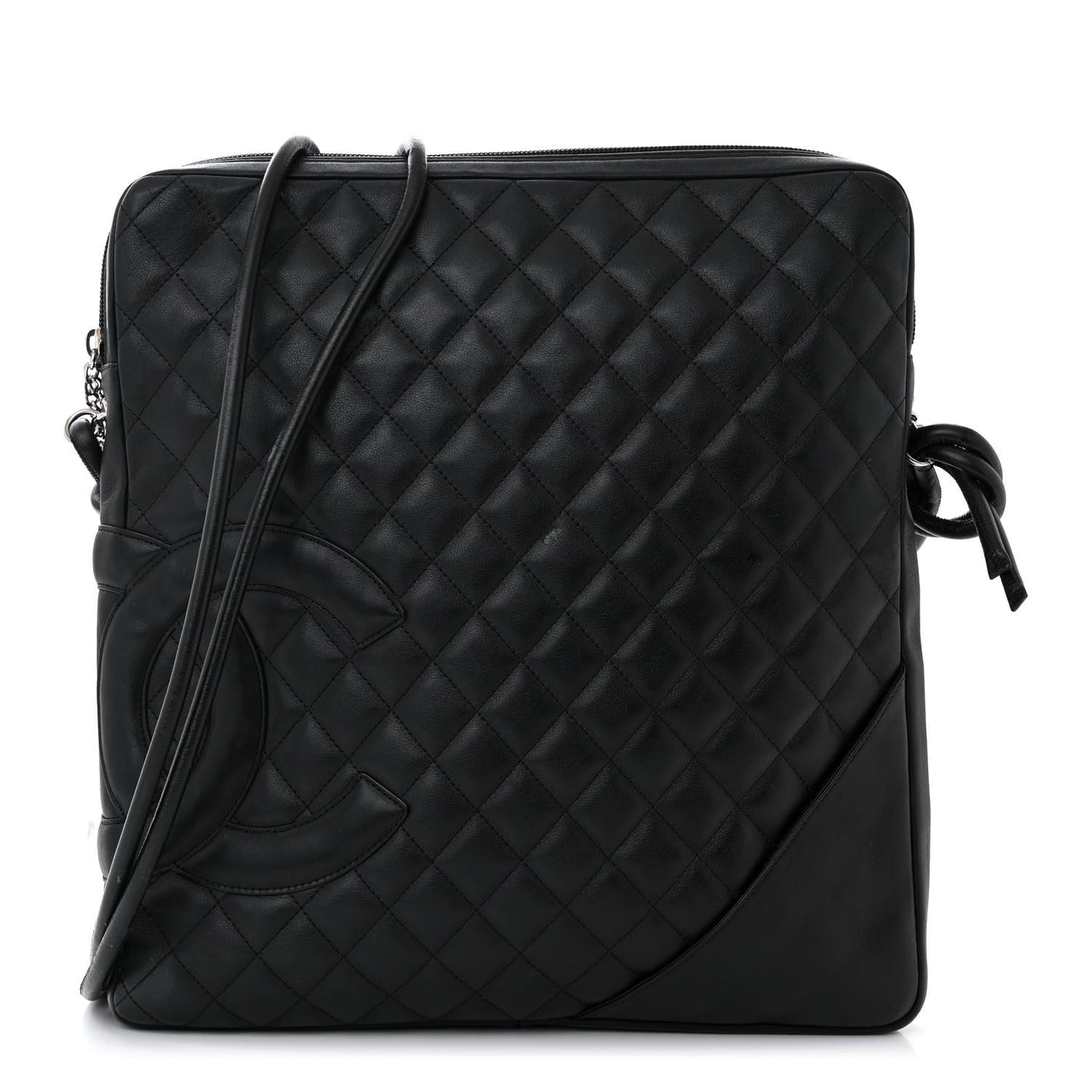 Calfskin Quilted Large Cambon Messenger Black