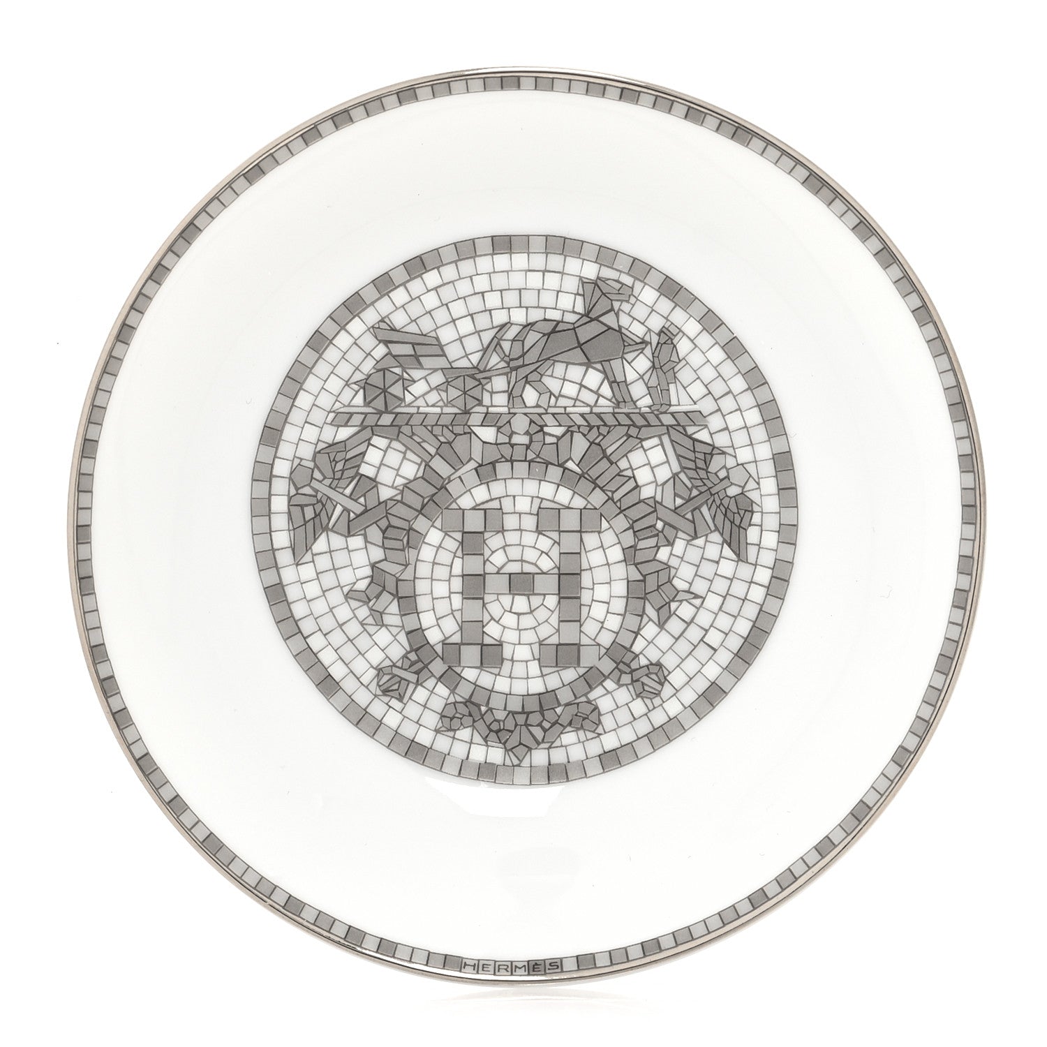 Hermes Porcelain Mosaique au 24 Soy Dish Platine 1 of 6